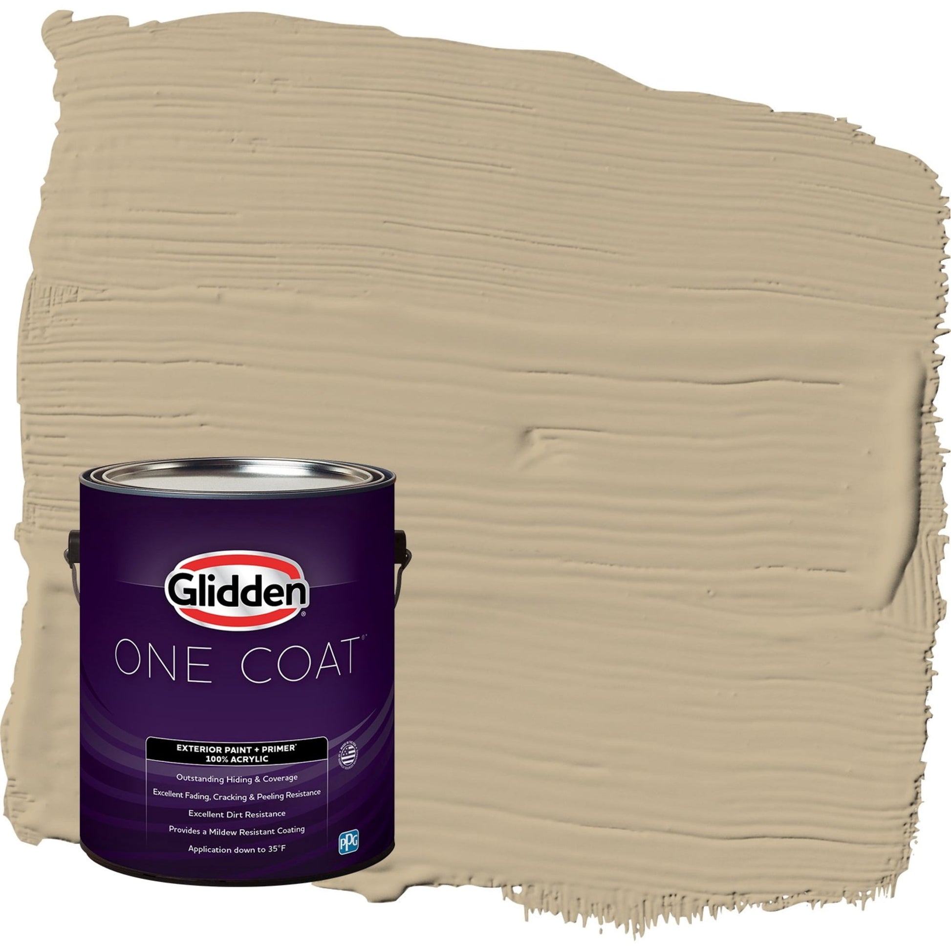Glidden One Coat Rock Cliffs / Beige Semi-Gloss Exterior Paint with Primer, 1 Gallon