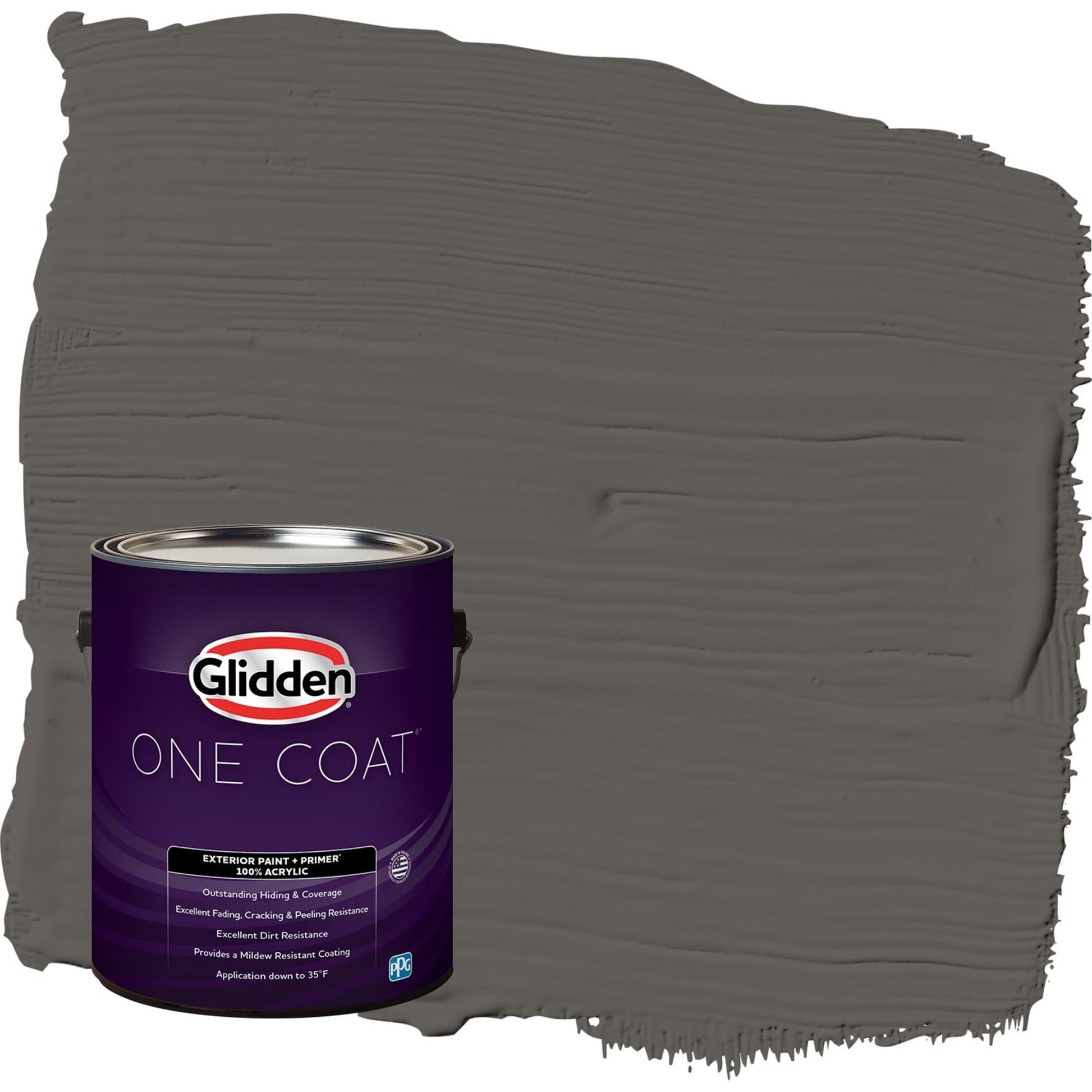 Glidden One Coat Stone's Throw / Gray Semi-Gloss Exterior Paint with Primer, 1 Gallon