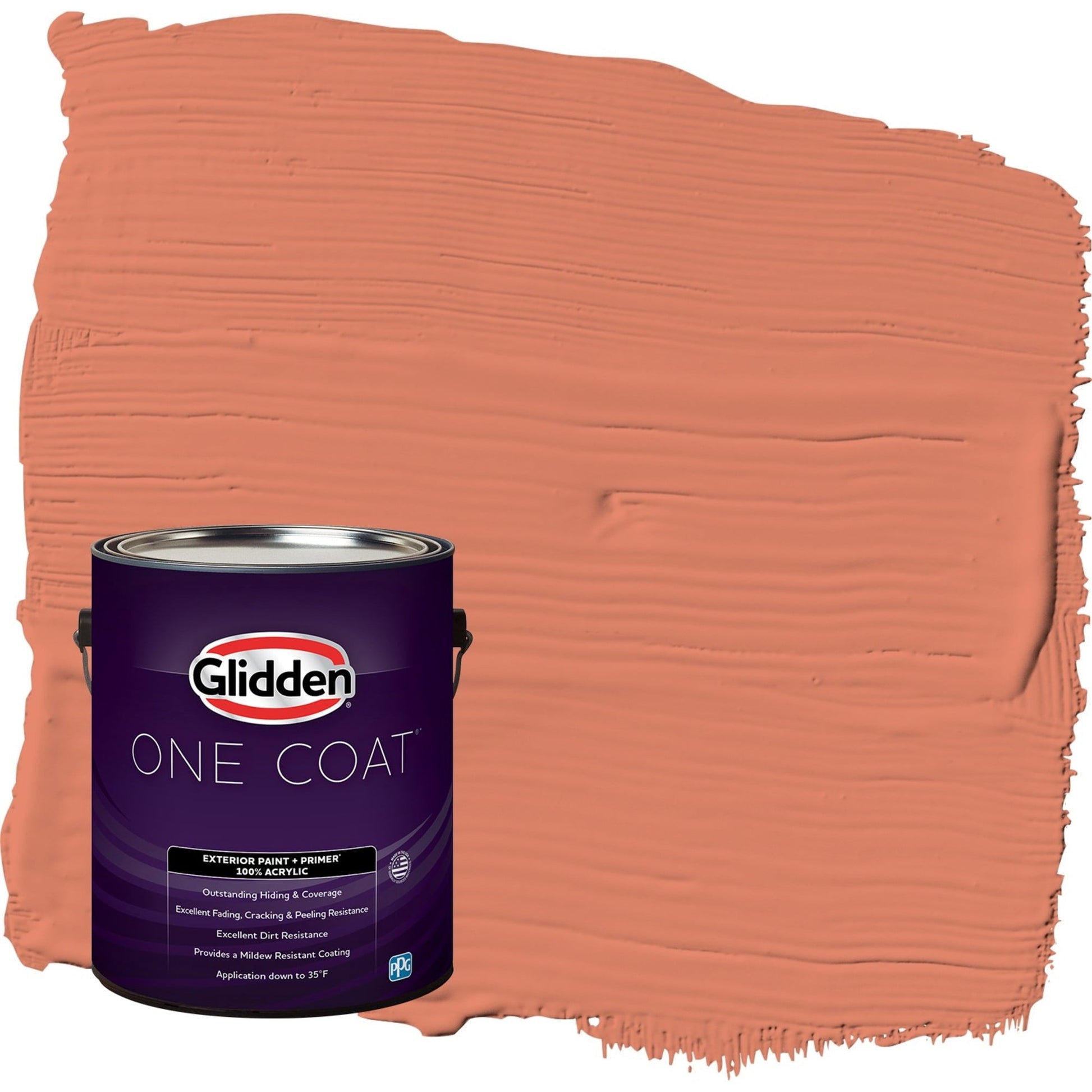 Glidden One Coat Summer Sunset / Orange Semi-Gloss Exterior Paint with Primer, 1 Gallon