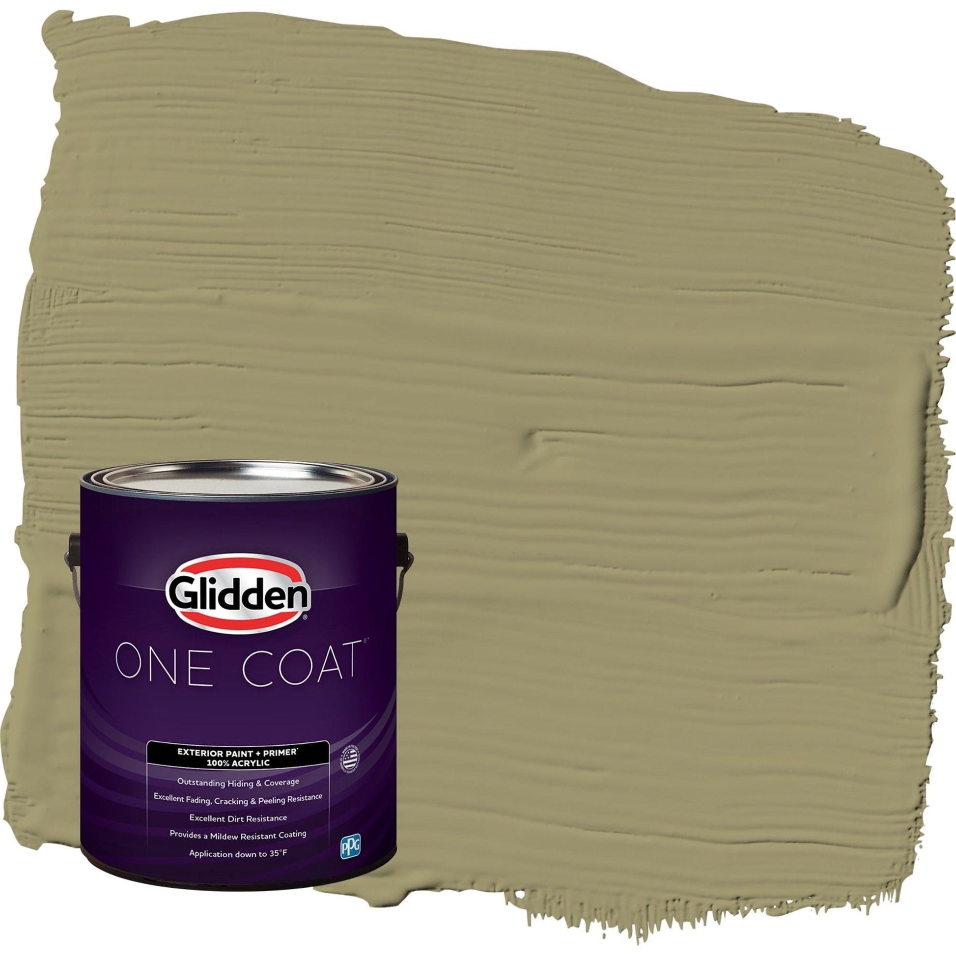 Glidden One Coat Sweet Annie / Green Semi-Gloss Exterior Paint with Primer, 1 Gallon