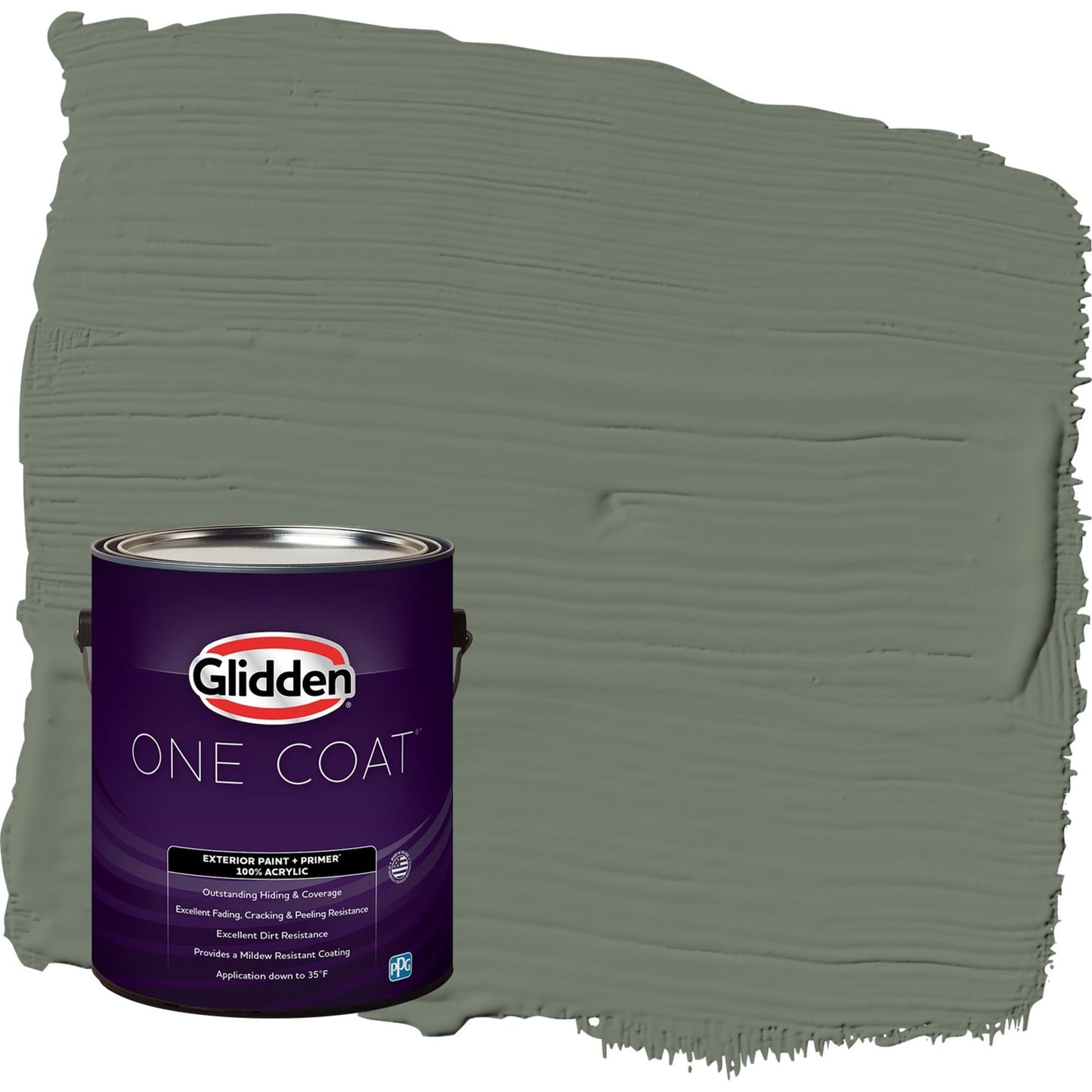 Glidden One Coat Thyme Green / Green Semi-Gloss Exterior Paint with Primer, 1 Gallon
