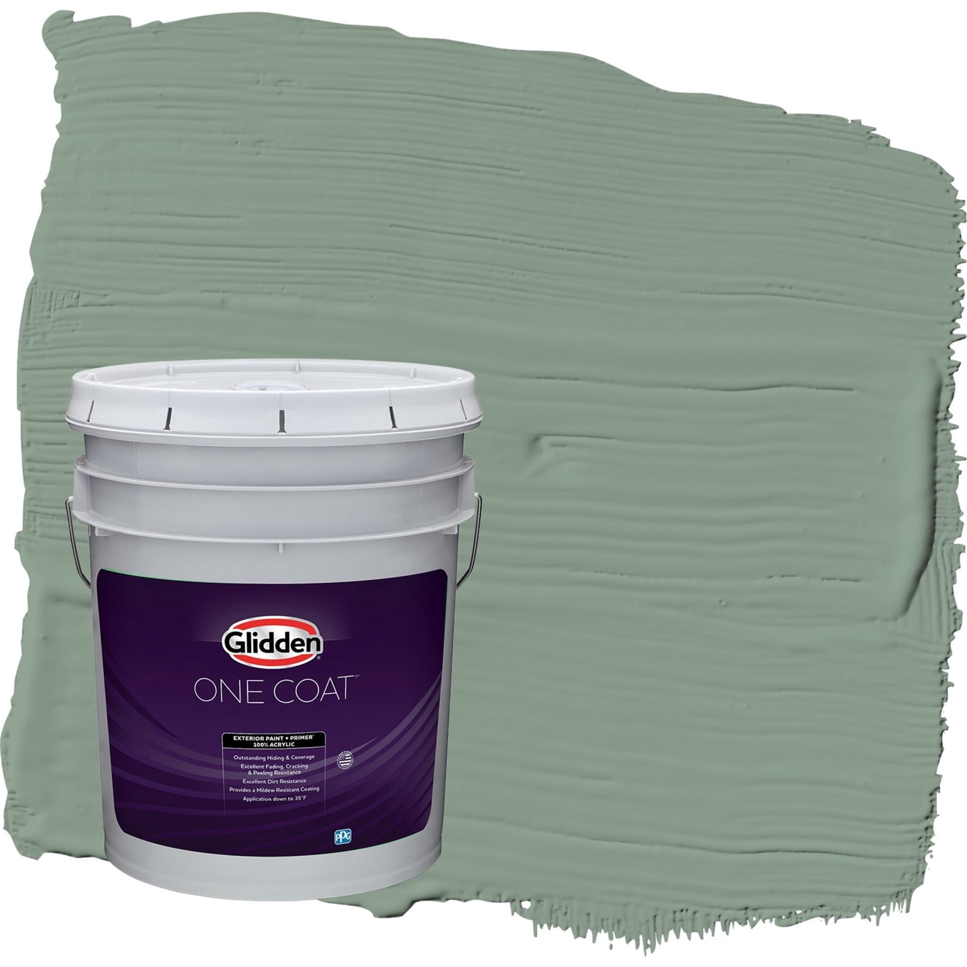 Glidden One Coat Birch Forest / Green Semi-Gloss Exterior Paint with Primer, 5 Gallon