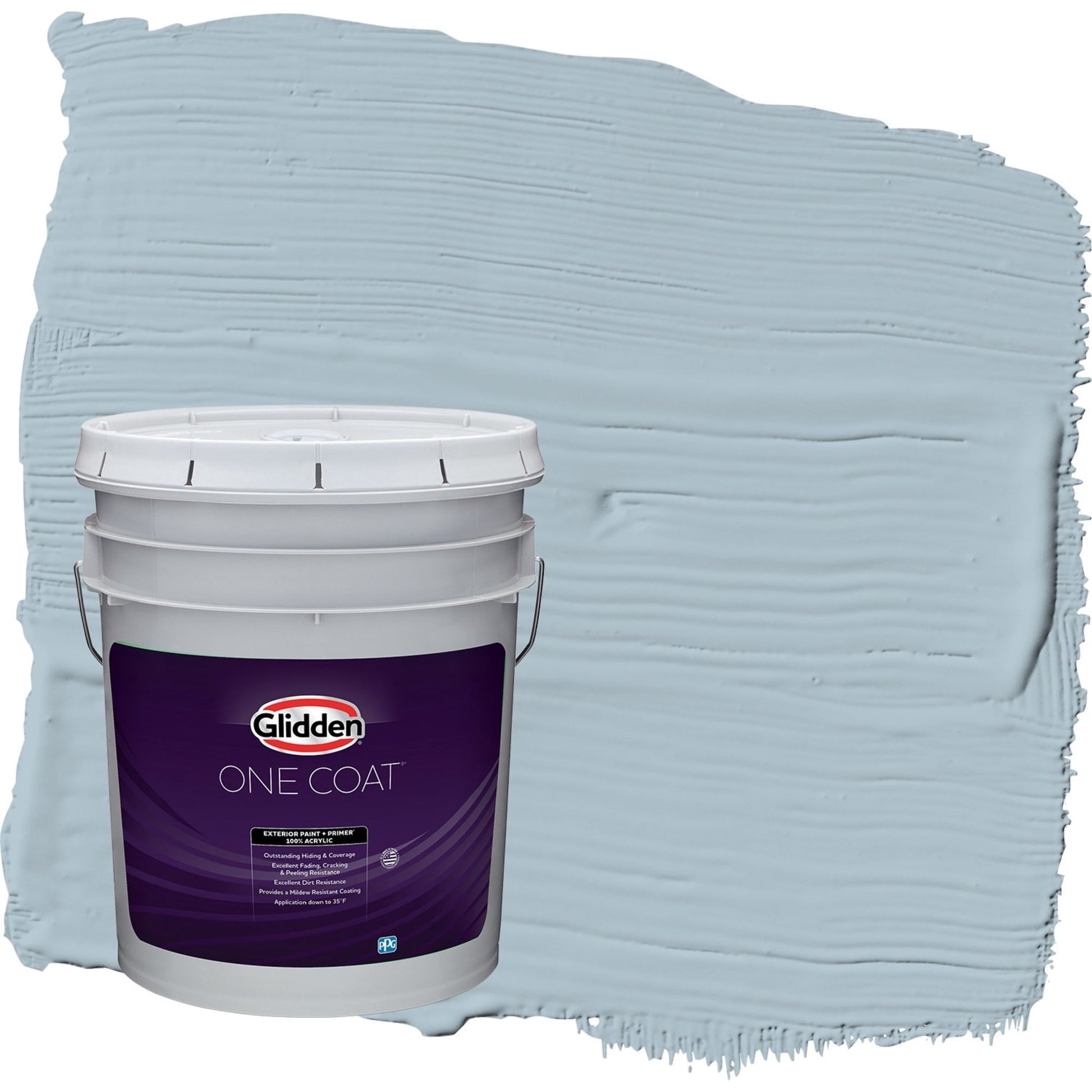Glidden One Coat Pintura Exterior Semibrillante Chambray / Azul con Primer, 5 Galones