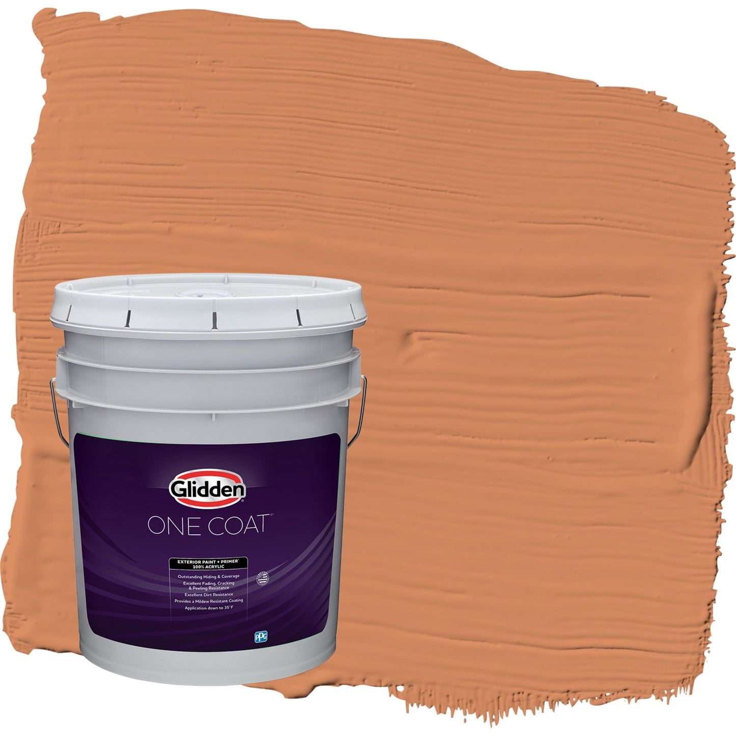 Glidden One Coat Georgian Leather / Orange Semi-Gloss Exterior Paint with Primer, 5 Gallon