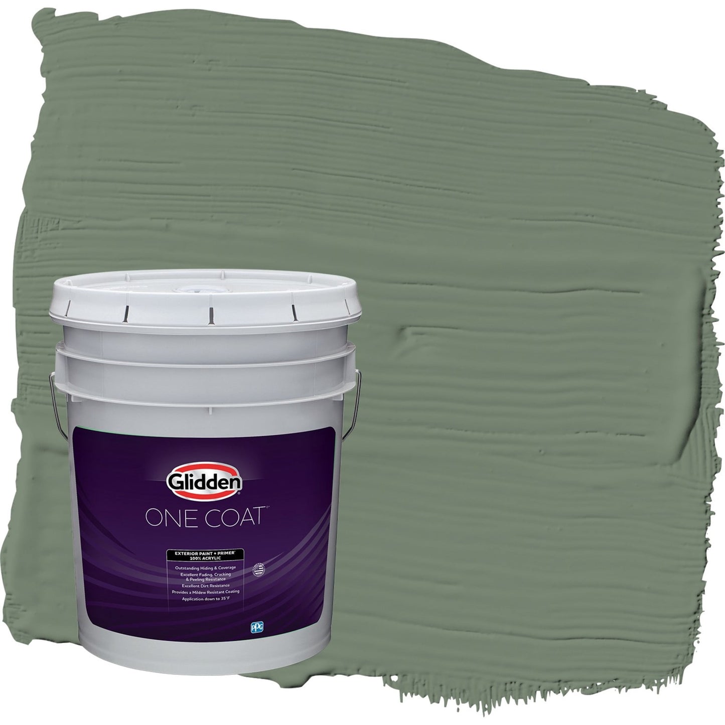 Glidden One Coat Pintura Exterior Semibrillante Verde con Primer, 5 Galones