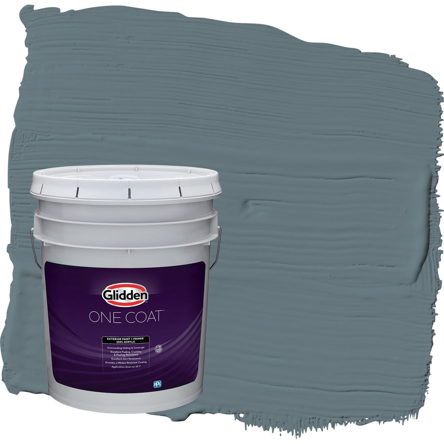 Glidden One Coat Night Rendezvous / Blue Semi-Gloss Exterior Paint with Primer, 5 Gallon