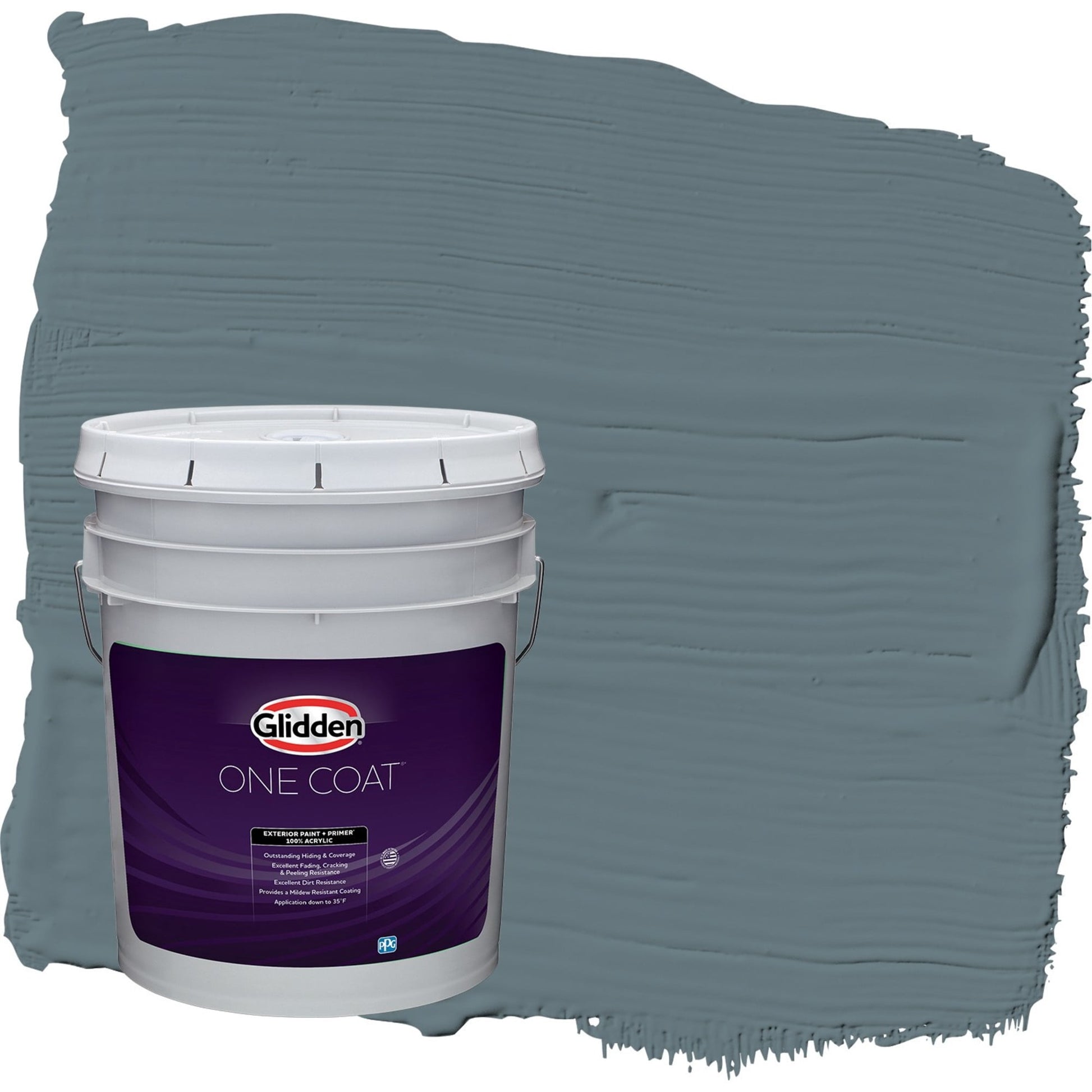 Glidden One Coat Night Rendezvous / Blue Semi-Gloss Exterior Paint with Primer, 5 Gallon