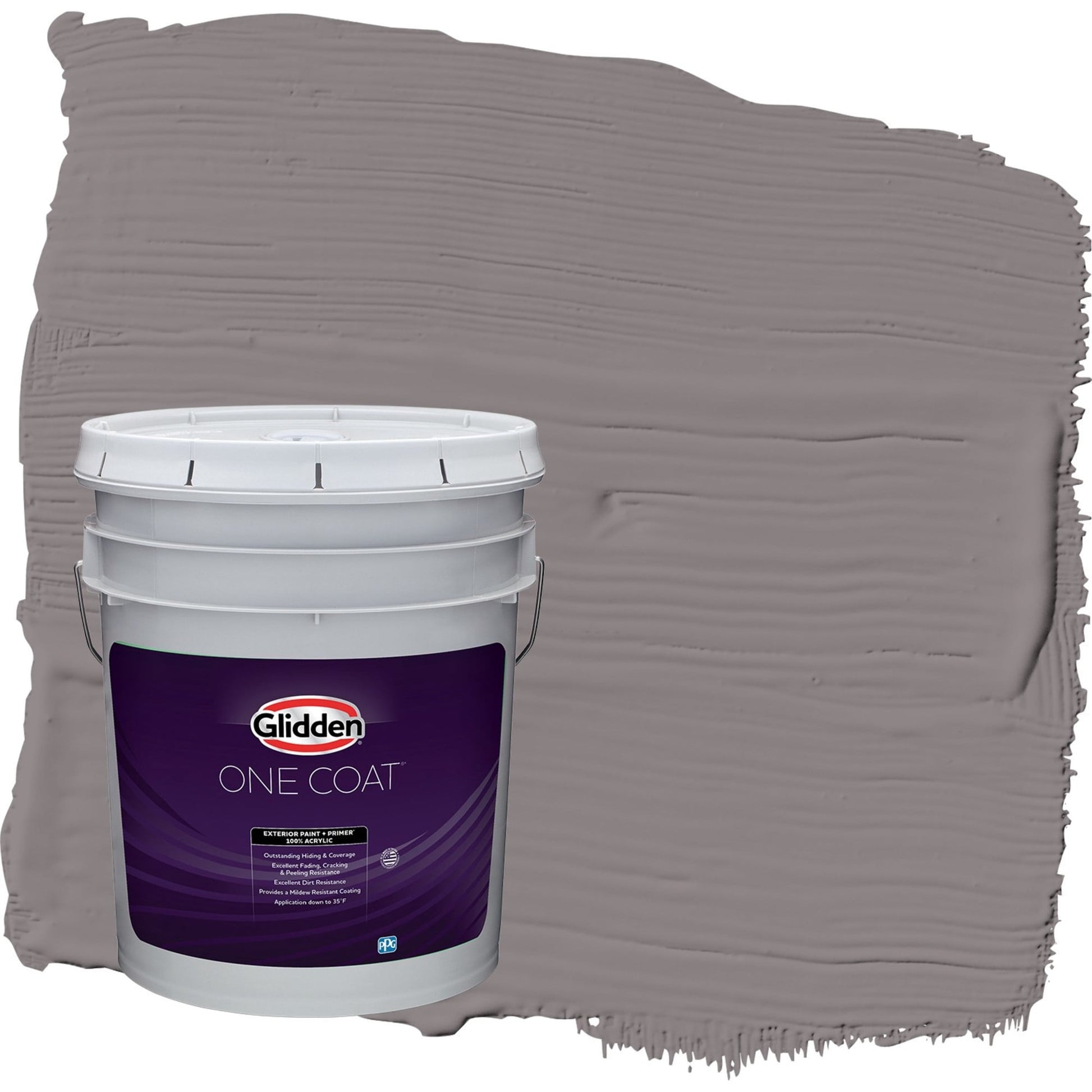 Glidden One Coat Pewter Mug / Gray Semi-Gloss Exterior Paint with Primer, 5 Gallon