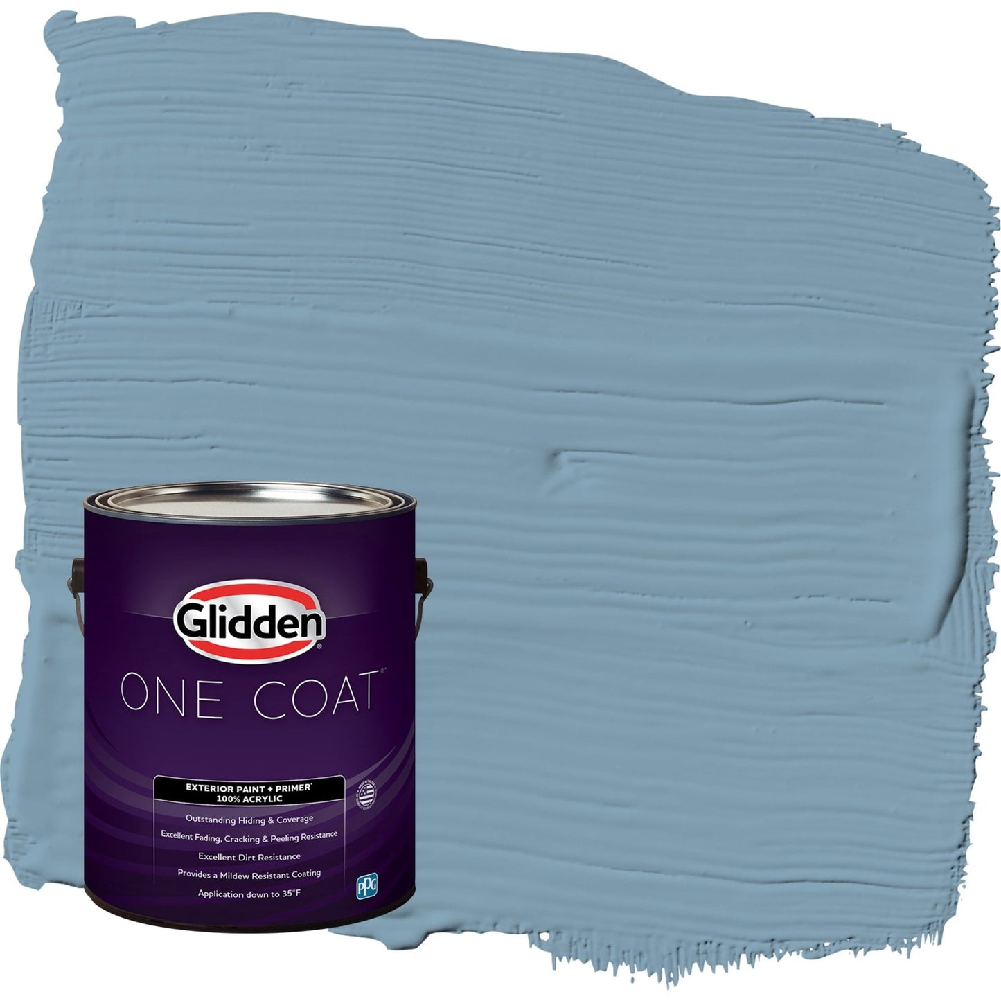 Glidden One Coat Americana / Blue Satin Exterior Paint with Primer, 1 Gallon