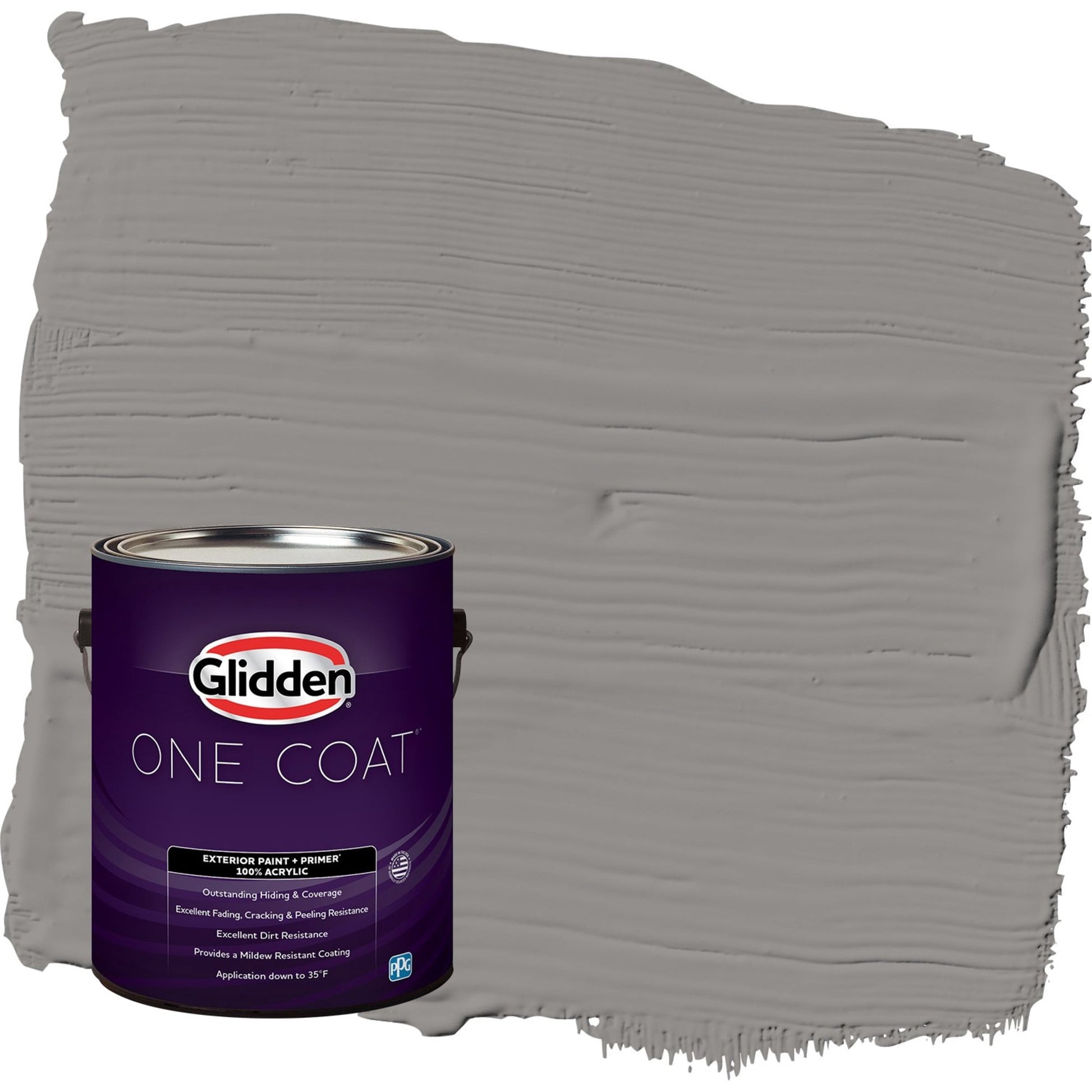 Glidden One Coat Antique Silver / Grey Flat Exterior Paint with Primer, 1 Gallon