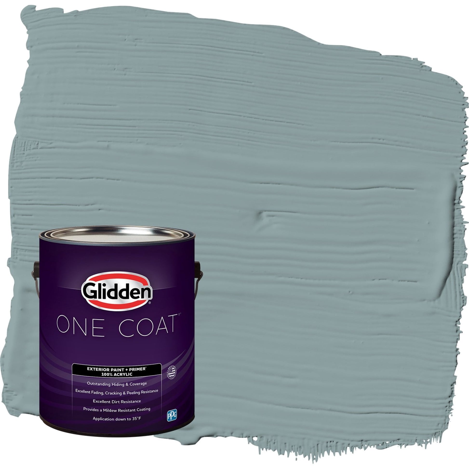 Glidden One Coat Aqua Smoke / Blue Flat Exterior Paint with Primer, 1 Gallon