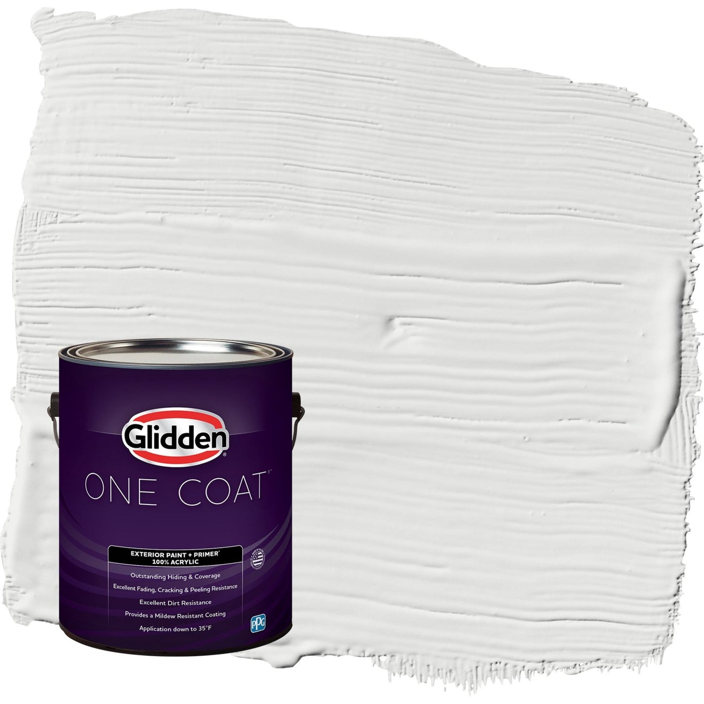 Glidden One Coat Aria / White Flat Exterior Paint with Primer, 1 Gallon