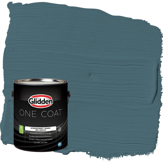 Glidden One Coat Azalea Leaf / Blue Flat Interior Paint with Primer, 1 Gallon