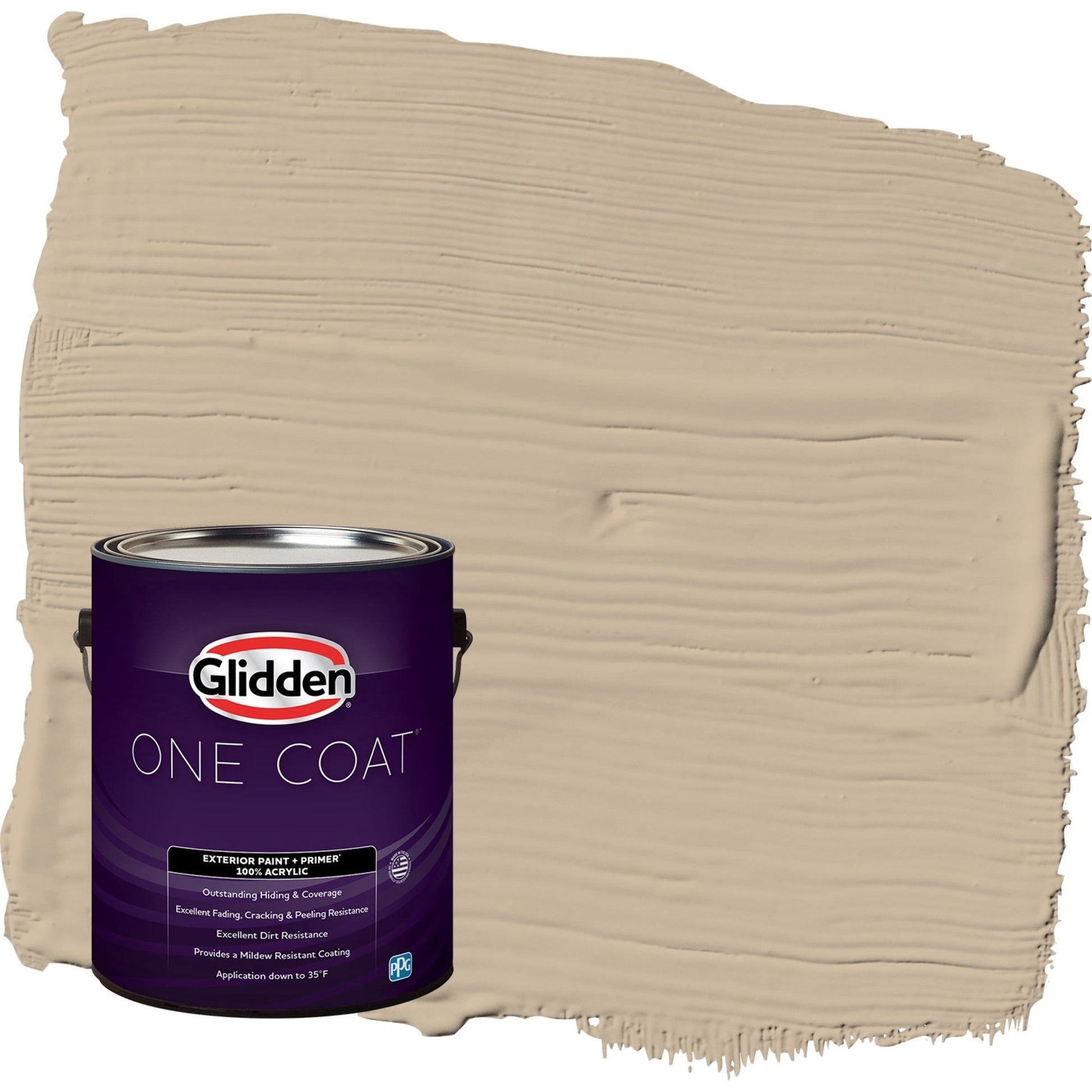 Glidden One Coat Best Beige / Beige Satin Exterior Paint with Primer, 1 Gallon