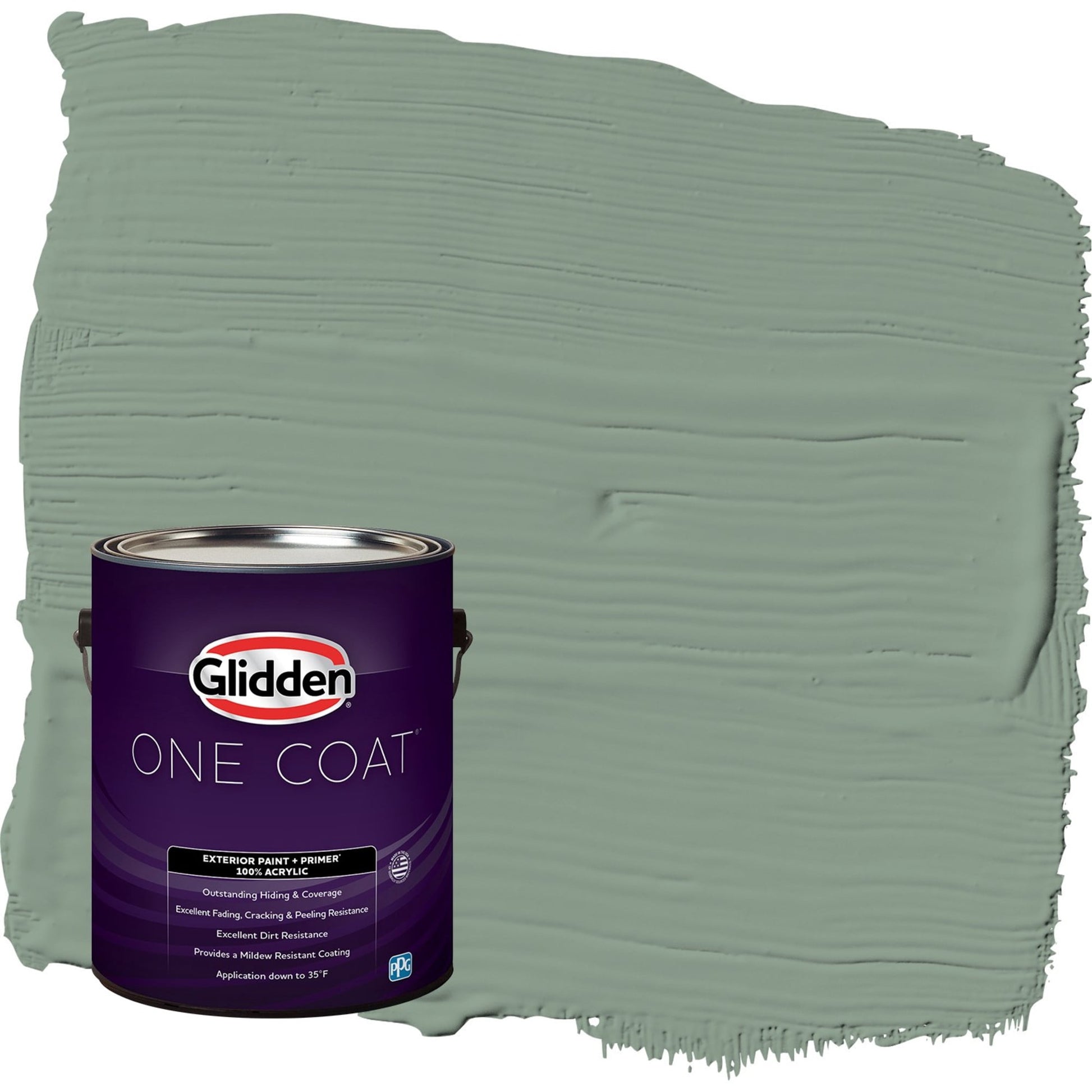 Glidden One Coat Birch Forest / Green Satin Exterior Paint with Primer, 1 Gallon