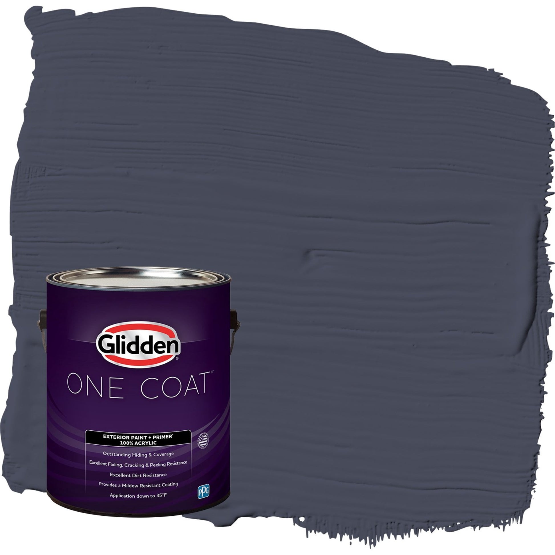 Glidden One Coat Black Flame / Purple Satin Exterior Paint with Primer, 1 Gallon
