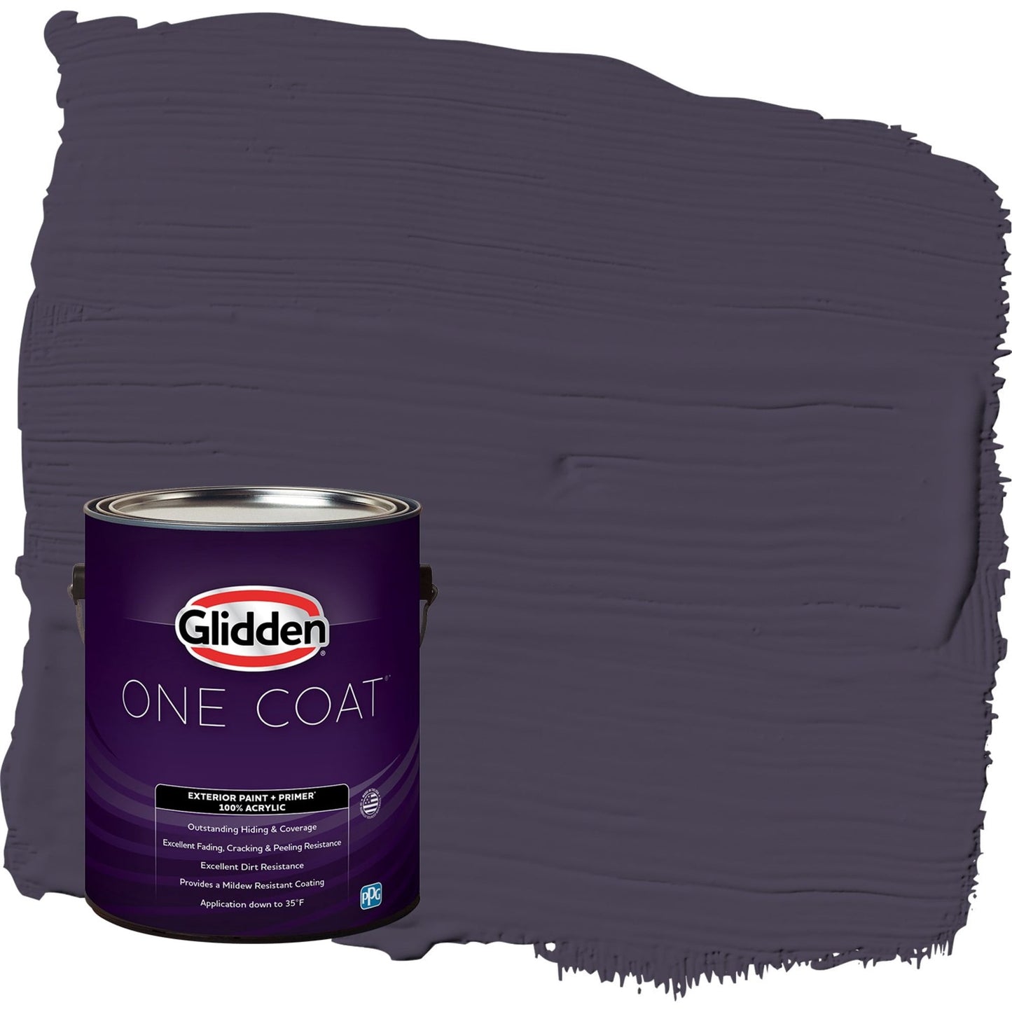 Glidden One Coat Blackberry / Purple Satin Exterior Paint with Primer, 1 Gallon