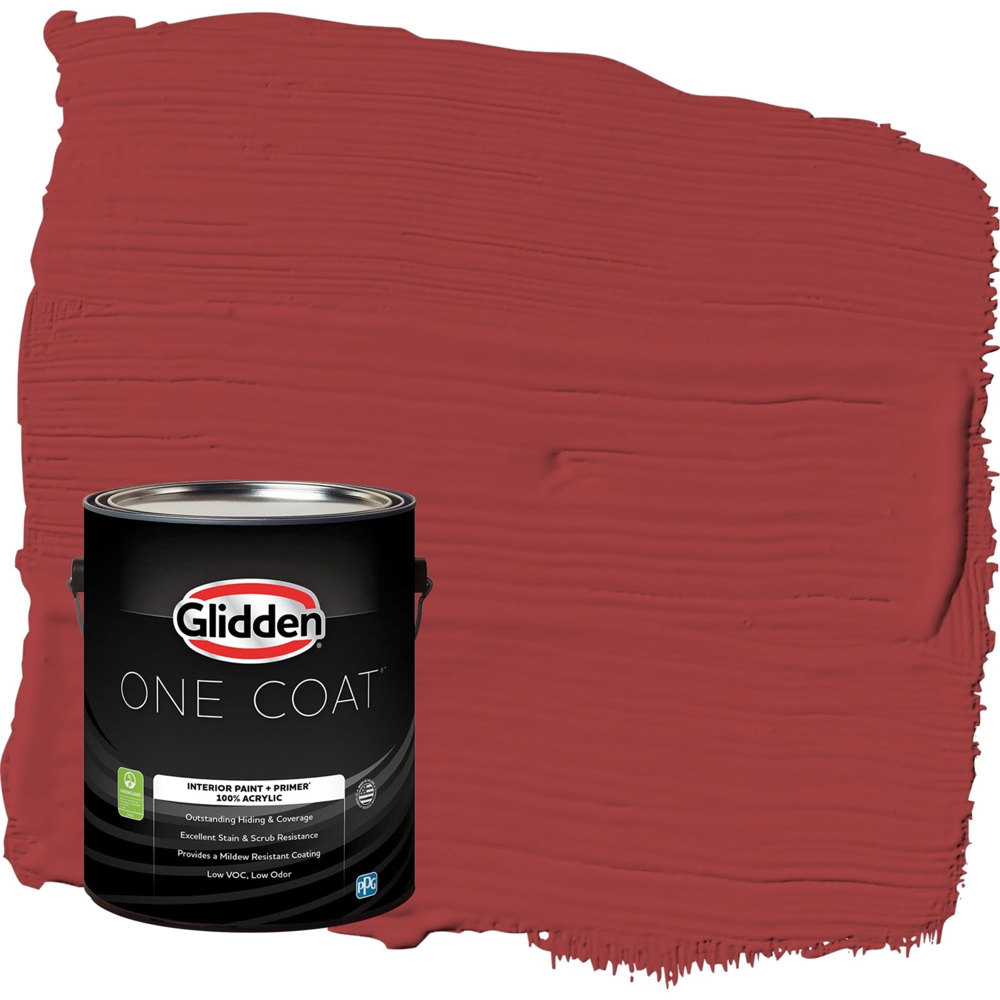 Glidden One Coat Blaze / Red Flat Interior Paint with Primer, 1 Gallon