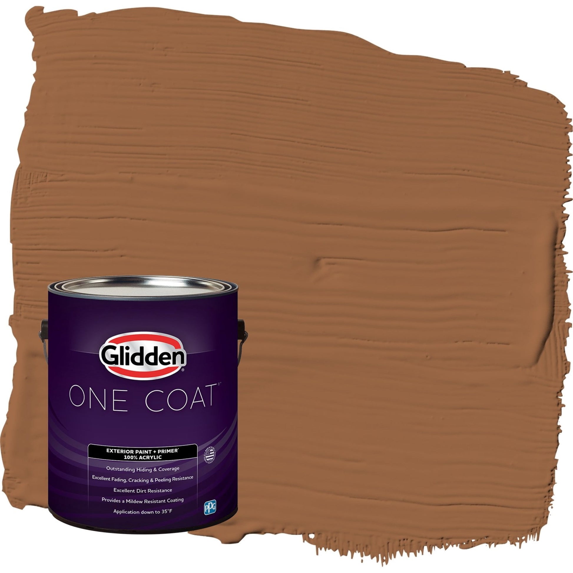 Glidden One Coat Cinnamon Stick / Orange Satin Exterior Paint with Primer, 1 Gallon