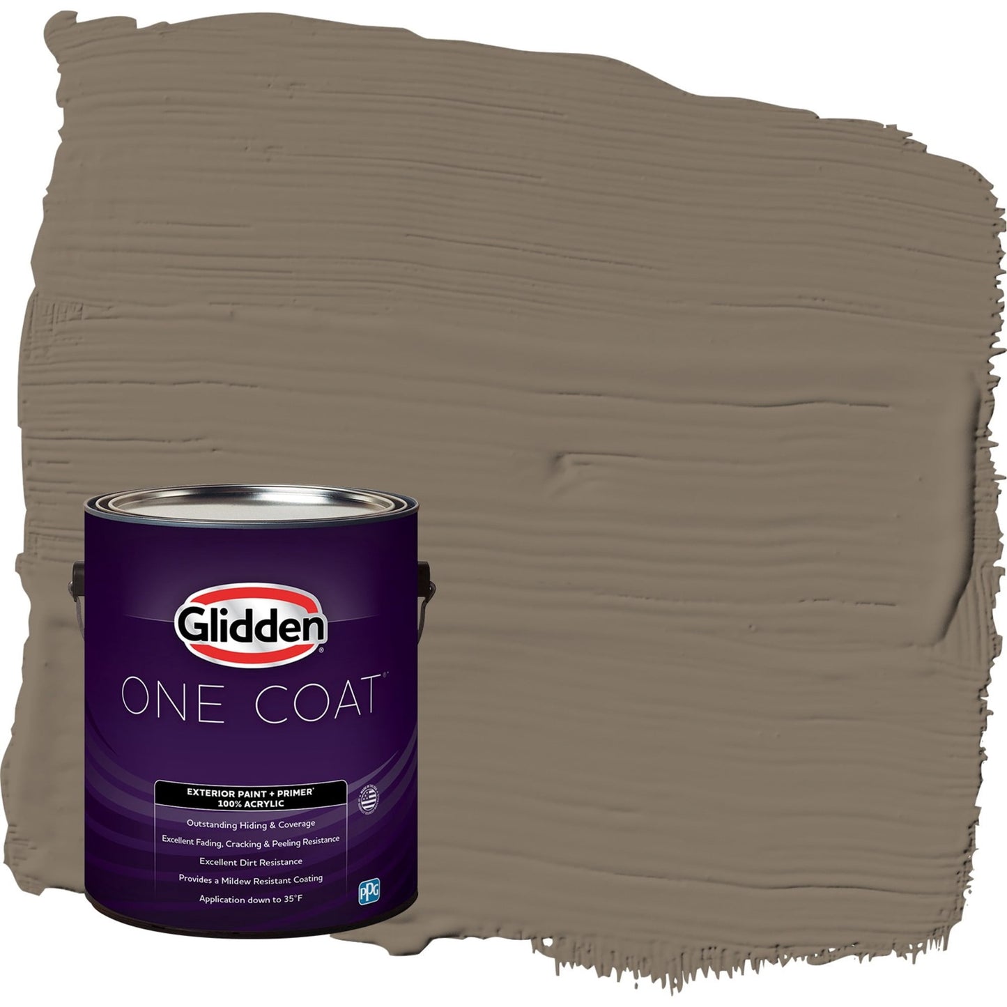 Glidden One Coat Clam Shell / Beige Flat Exterior Paint with Primer, 1 Gallon
