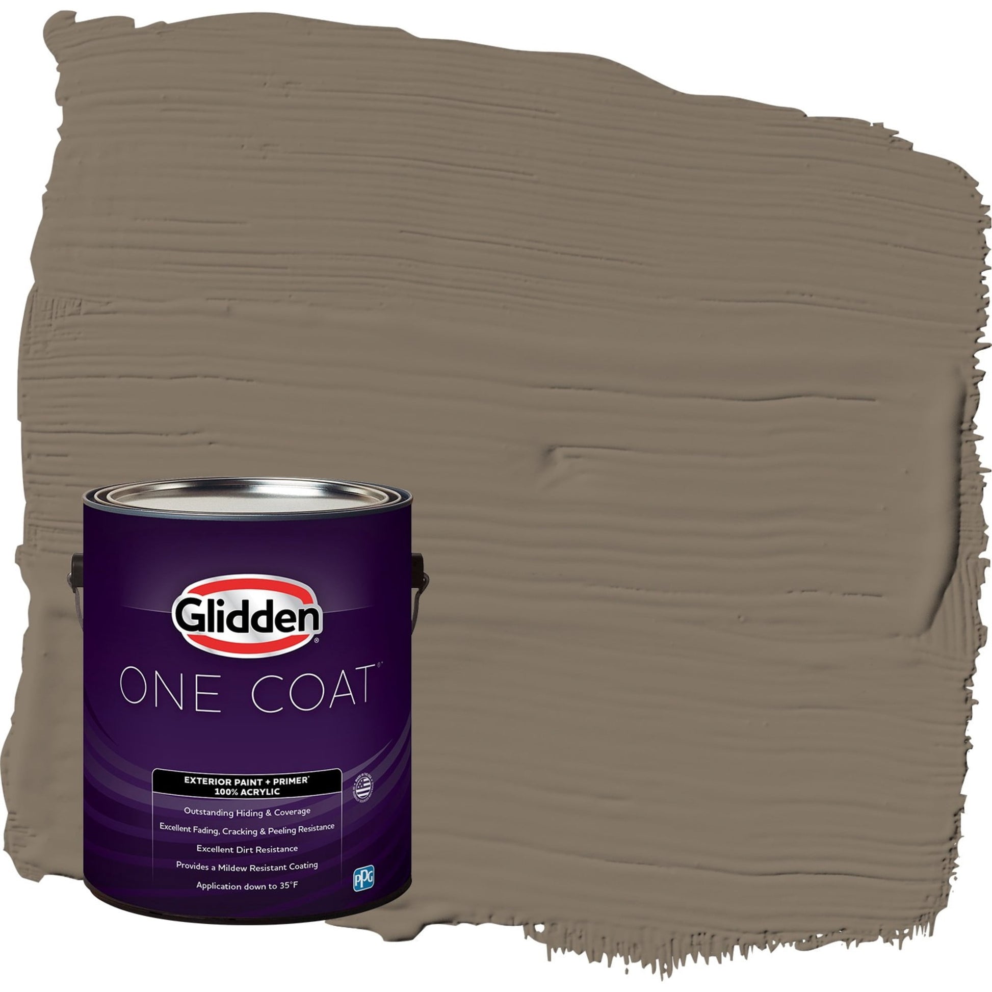Glidden One Coat Clam Shell / Beige Flat Exterior Paint with Primer, 1 Gallon