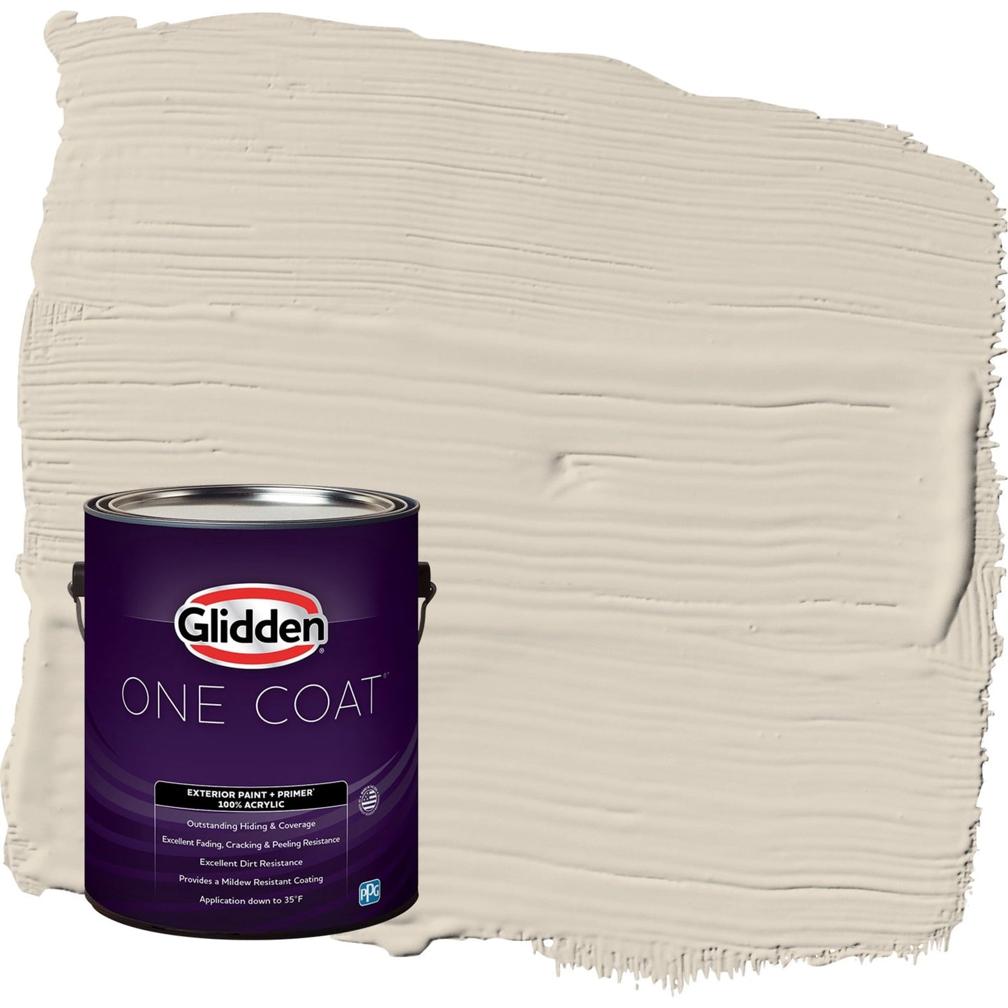 Glidden One Coat Cool Concrete / Beige Satin Exterior Paint with Primer, 1 Gallon