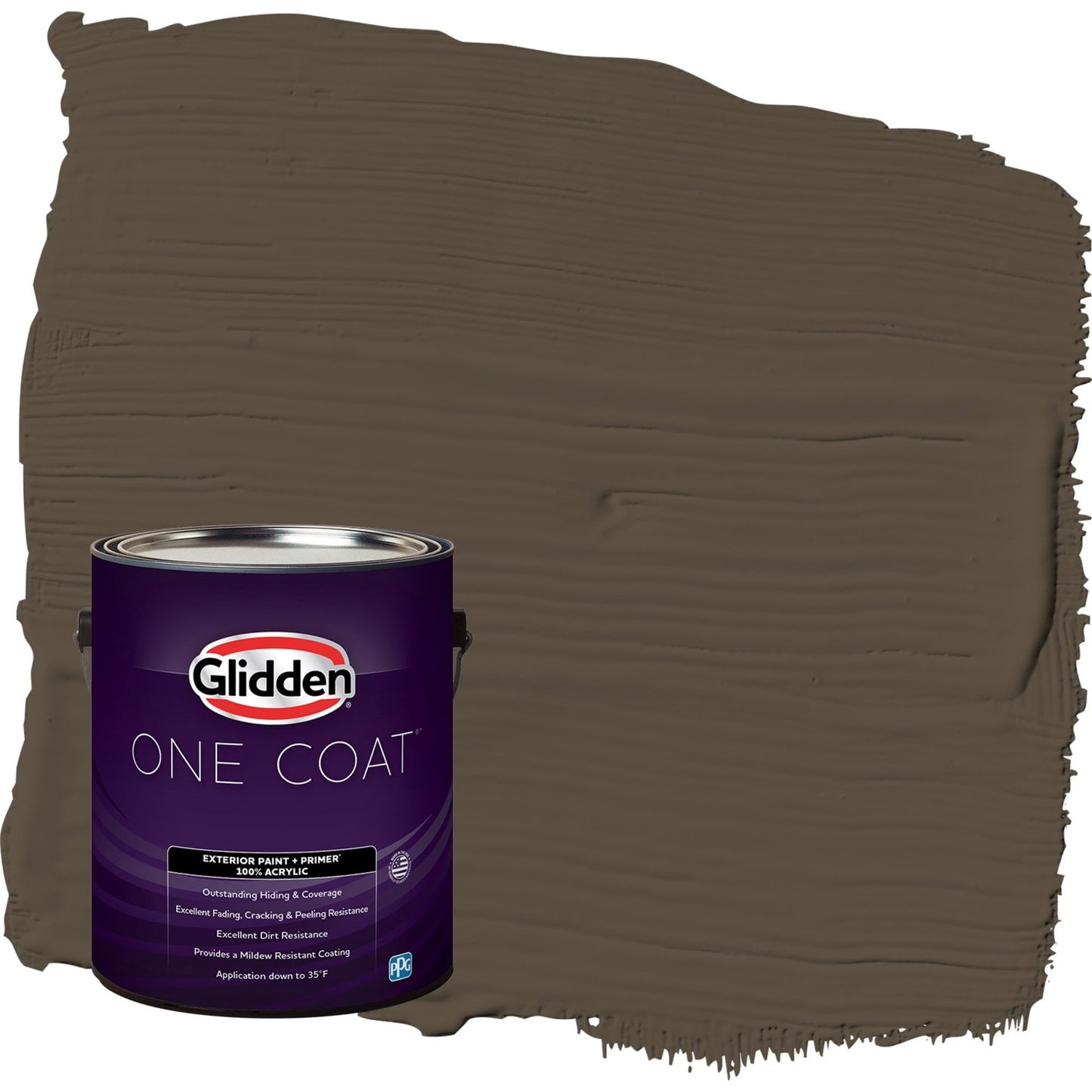 Glidden One Coat Afternoon Tea / Brown Satin Exterior Paint with Primer, 1 Gallon