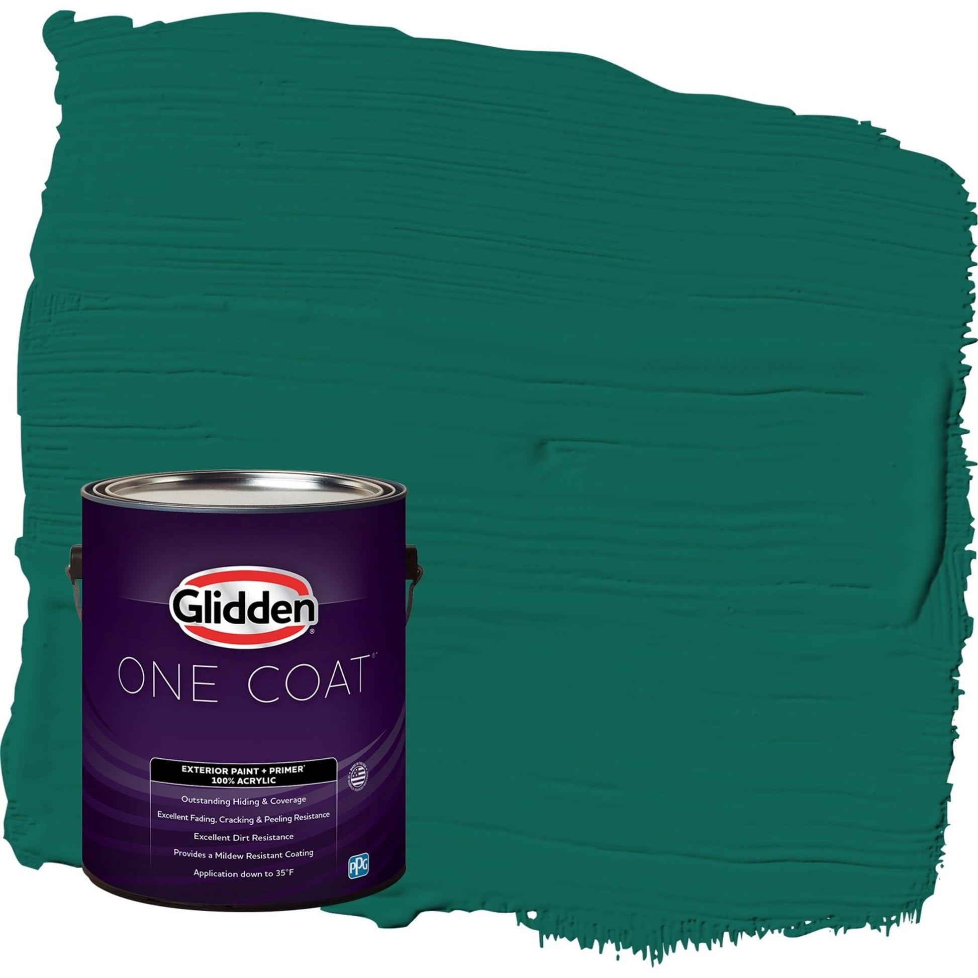 Glidden One Coat Deep Veridian / Green Satin Exterior Paint with Primer, 1 Gallon