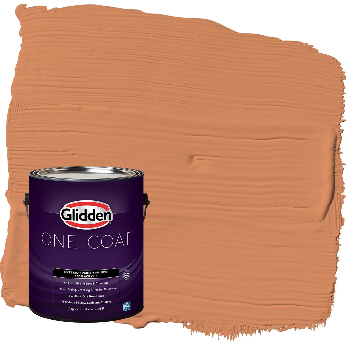 Glidden One Coat Georgian Leather / Orange Satin Exterior Paint with Primer, 1 Gallon