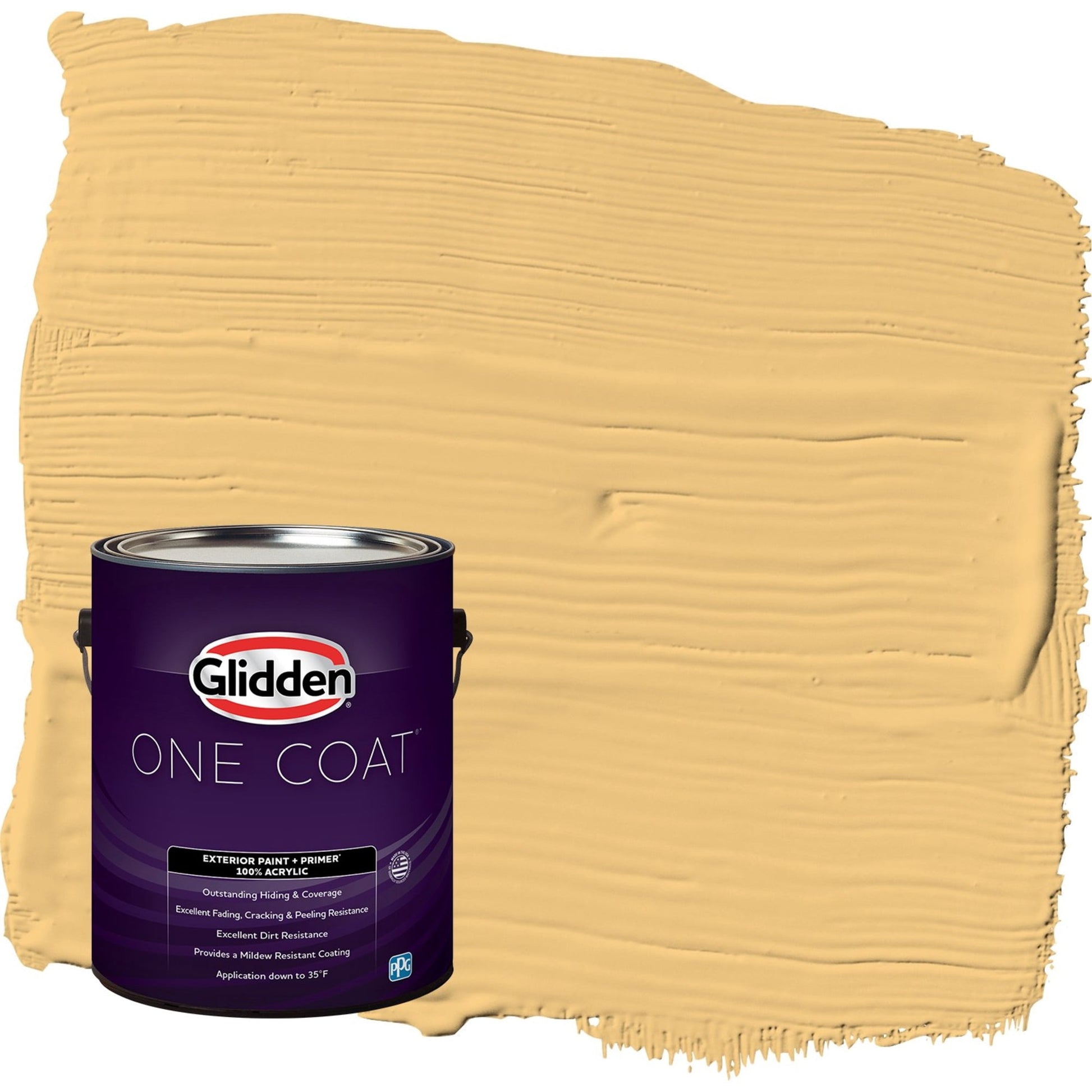 Glidden One Coat Gold Buff / Yellow Semi-Gloss Exterior Paint with Primer, 1 Gallon