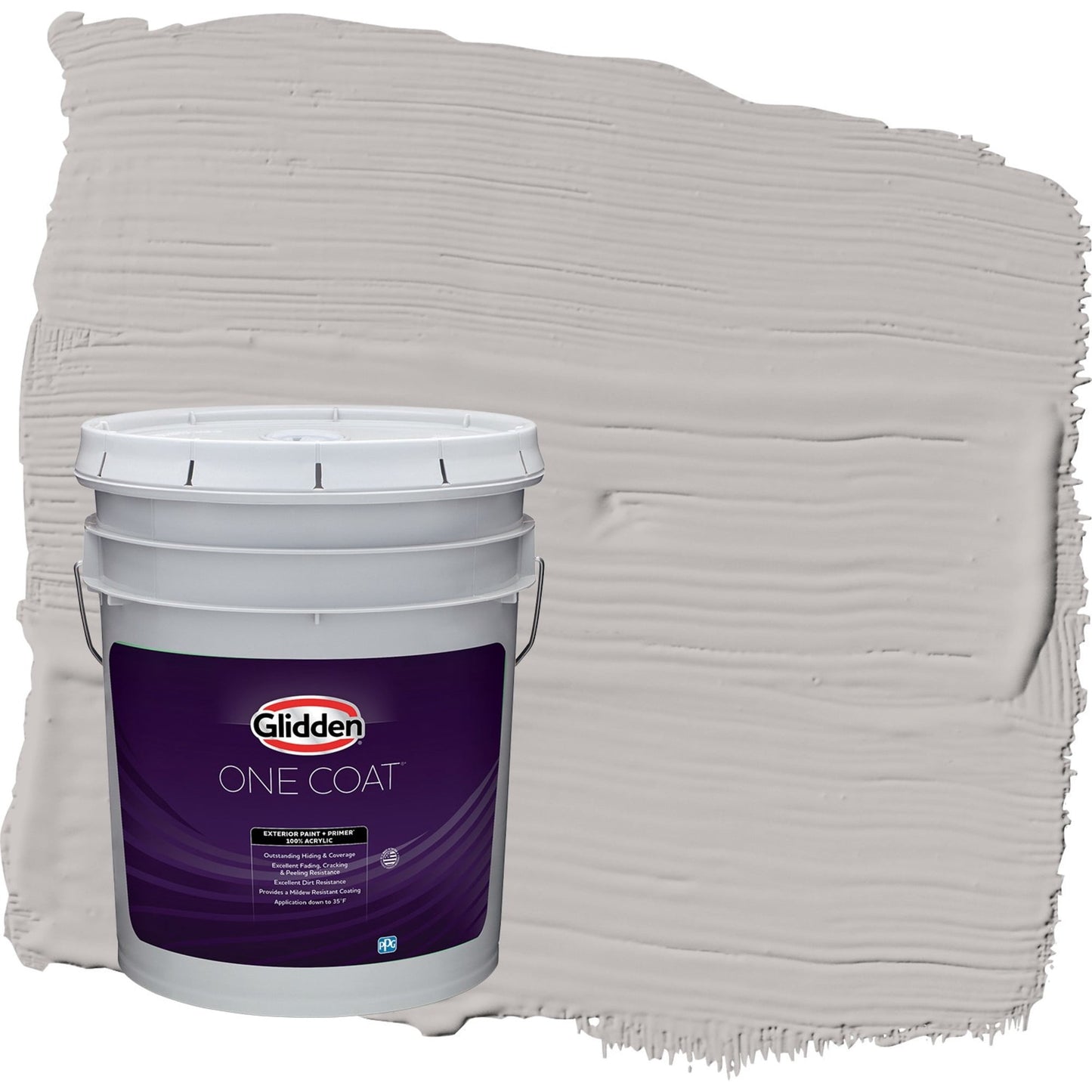 Glidden One Coat Gray Shadows / Grey Flat Exterior Paint with Primer, 5 Gallon