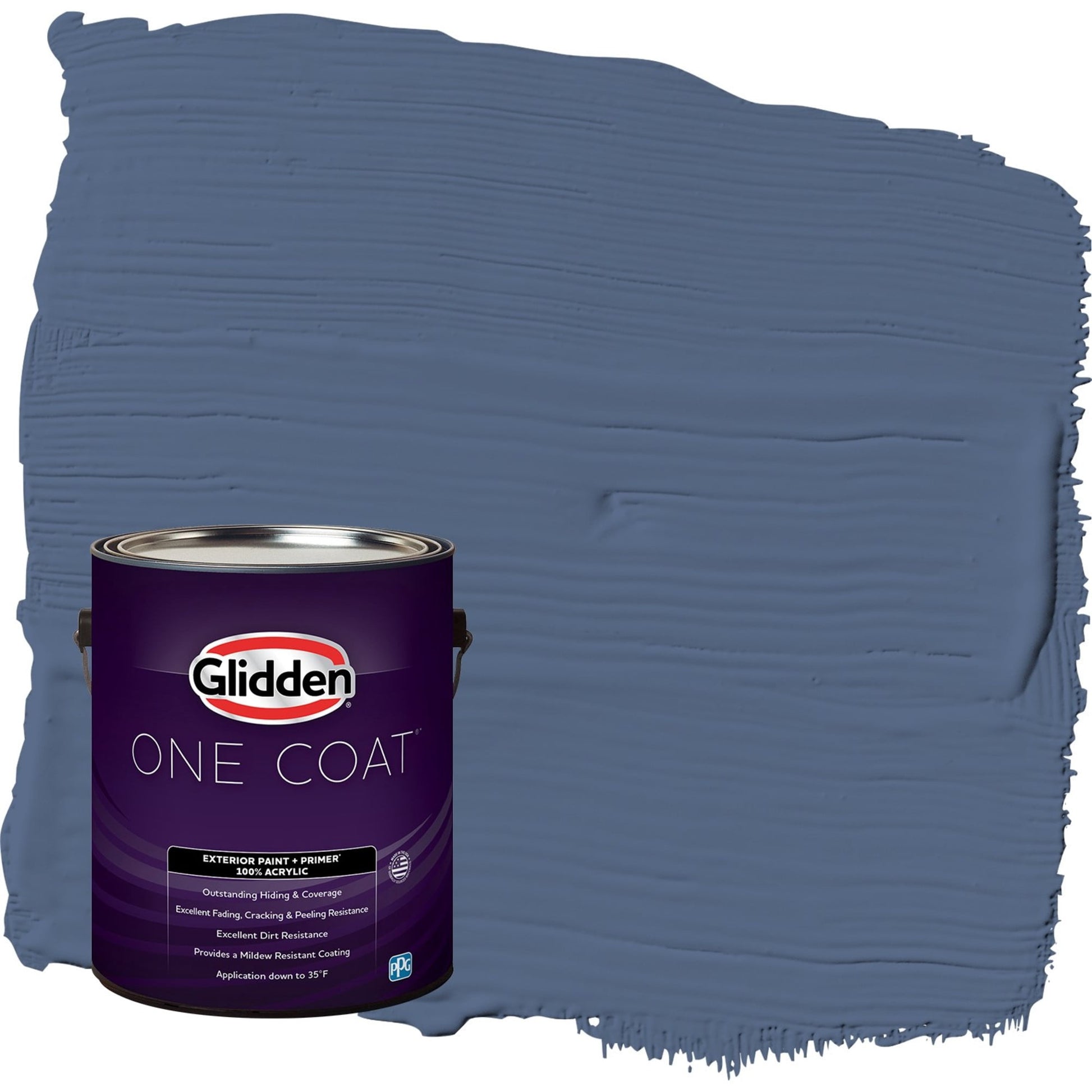 Glidden One Coat Stained Glass / Blue Semi-Gloss Exterior Paint with Primer, 1 Gallon