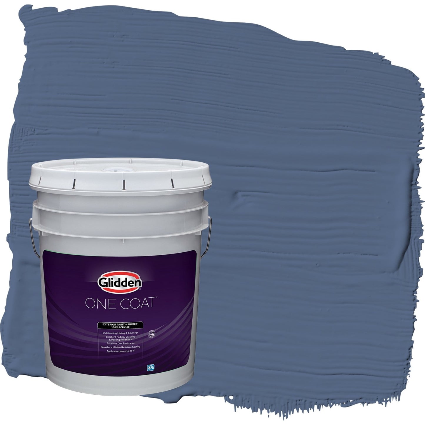 Glidden One Coat Stained Glass / Blue Semi-Gloss Exterior Paint with Primer, 5 Gallon