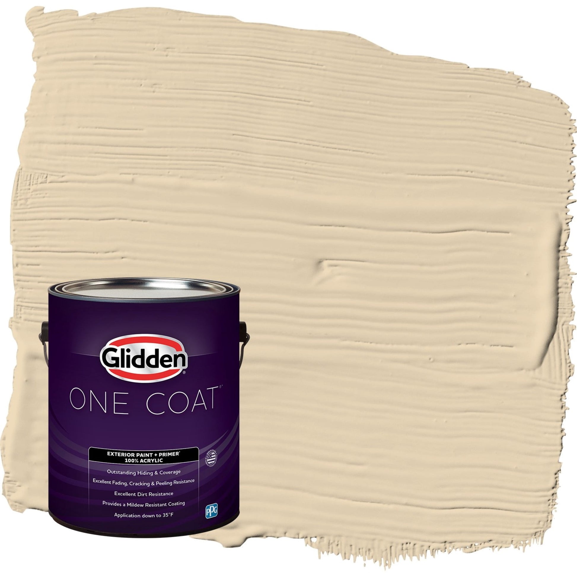 Glidden One Coat Almond Cream / Beige Satin Exterior Paint with Primer, 1 Gallon
