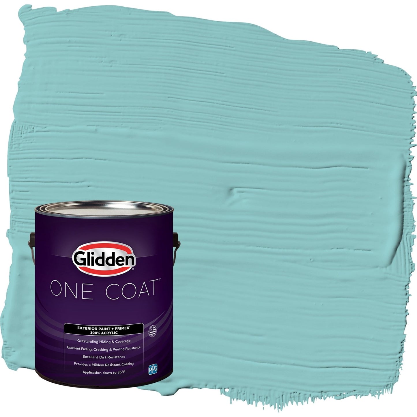 Glidden One Coat Aqua Fiesta / Blue Satin Exterior Paint with Primer, 1 Gallon