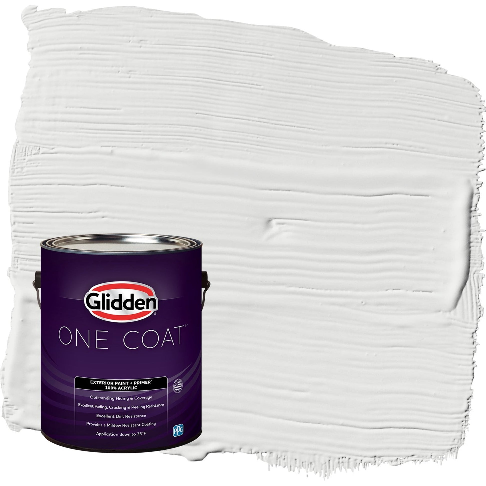Glidden One Coat Aria / White Satin Exterior Paint with Primer, 1 Gallon