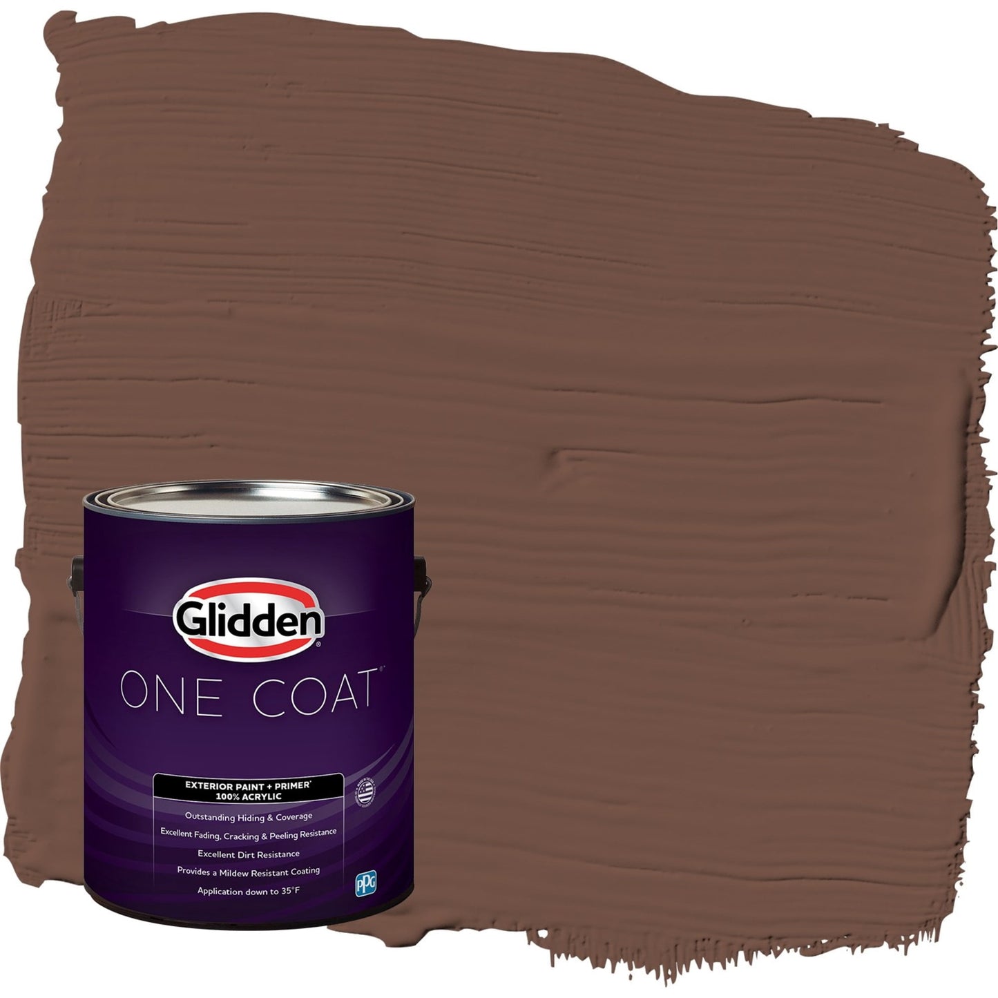 Glidden One Coat Bigfoot / Brown Semi-Gloss Exterior Paint with Primer, 1 Gallon