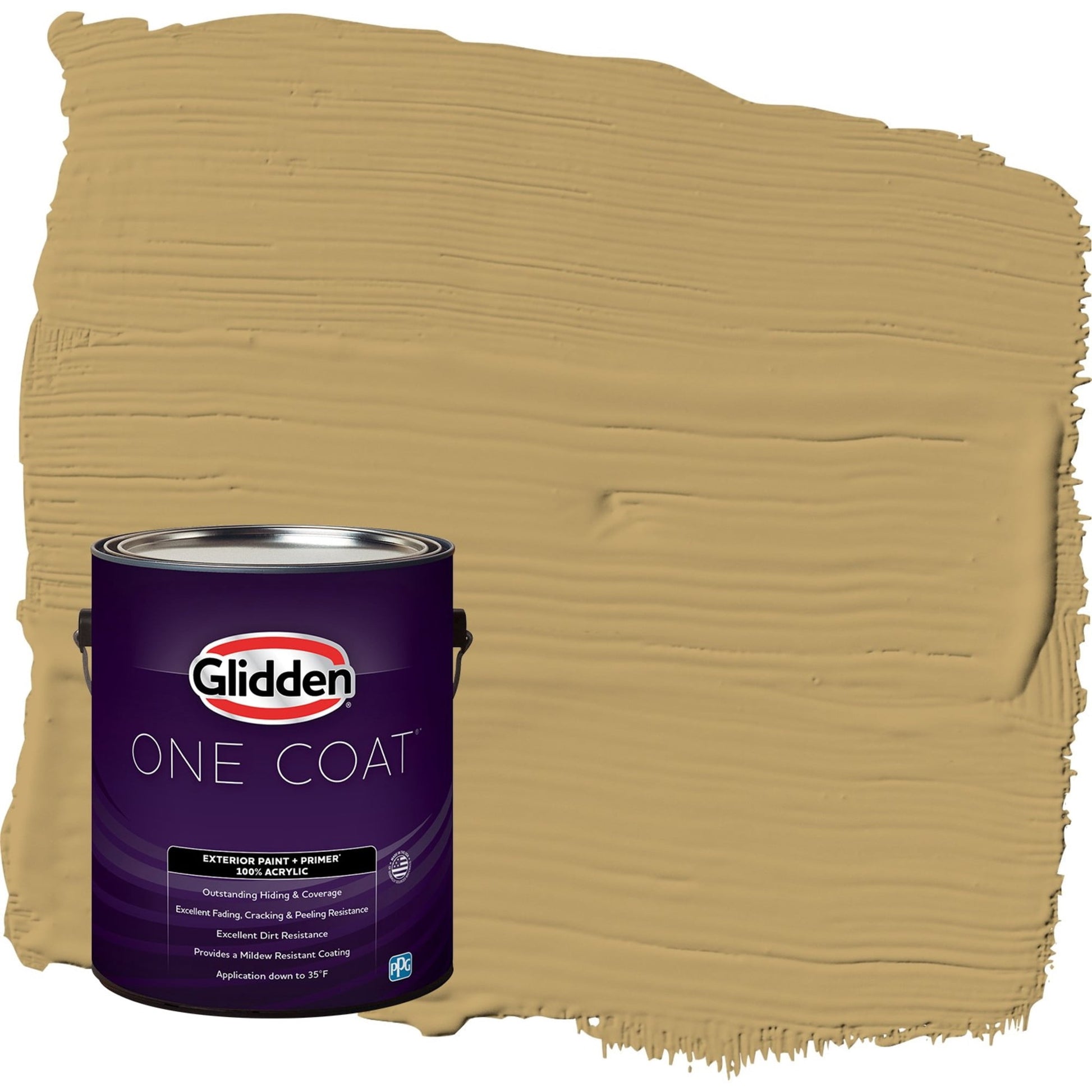 Glidden One Coat Buffalo Hide / Yellow Satin Exterior Paint with Primer, 1 Gallon