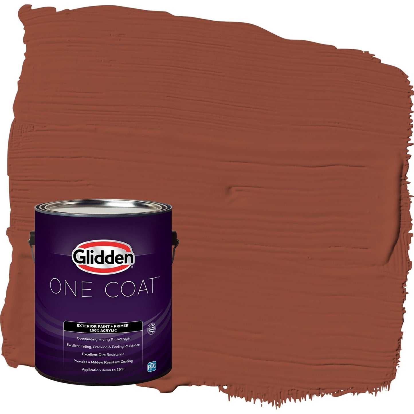 Glidden One Coat Burled Redwood / Brown Semi-Gloss Exterior Paint with Primer, 1 Gallon