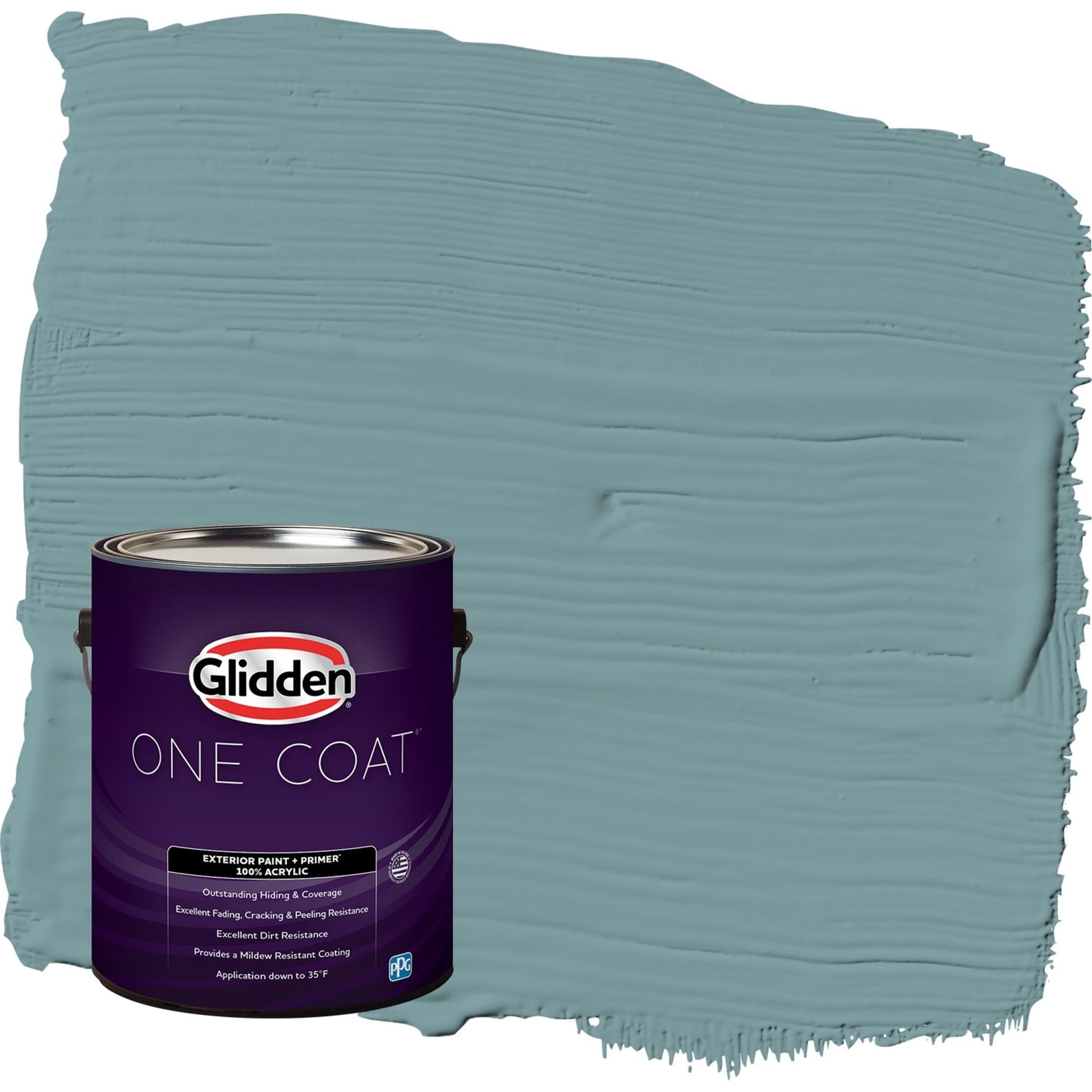 Glidden One Coat Cathedral Glass / Aqua Satin Exterior Paint with Primer, 1 Gallon