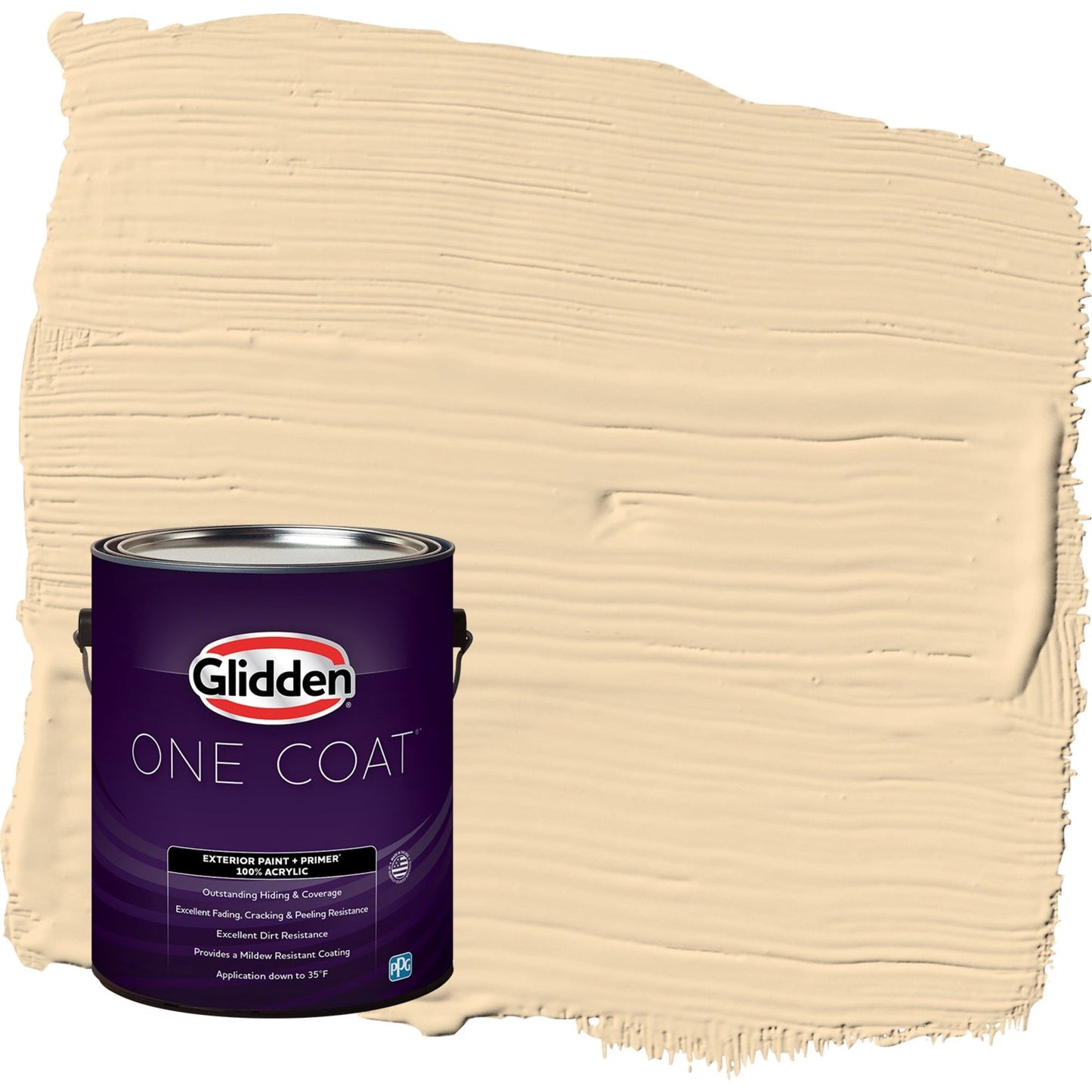 Glidden One Coat Chai Tea Latte / Yellow Semi-Gloss Exterior Paint with Primer, 1 Gallon