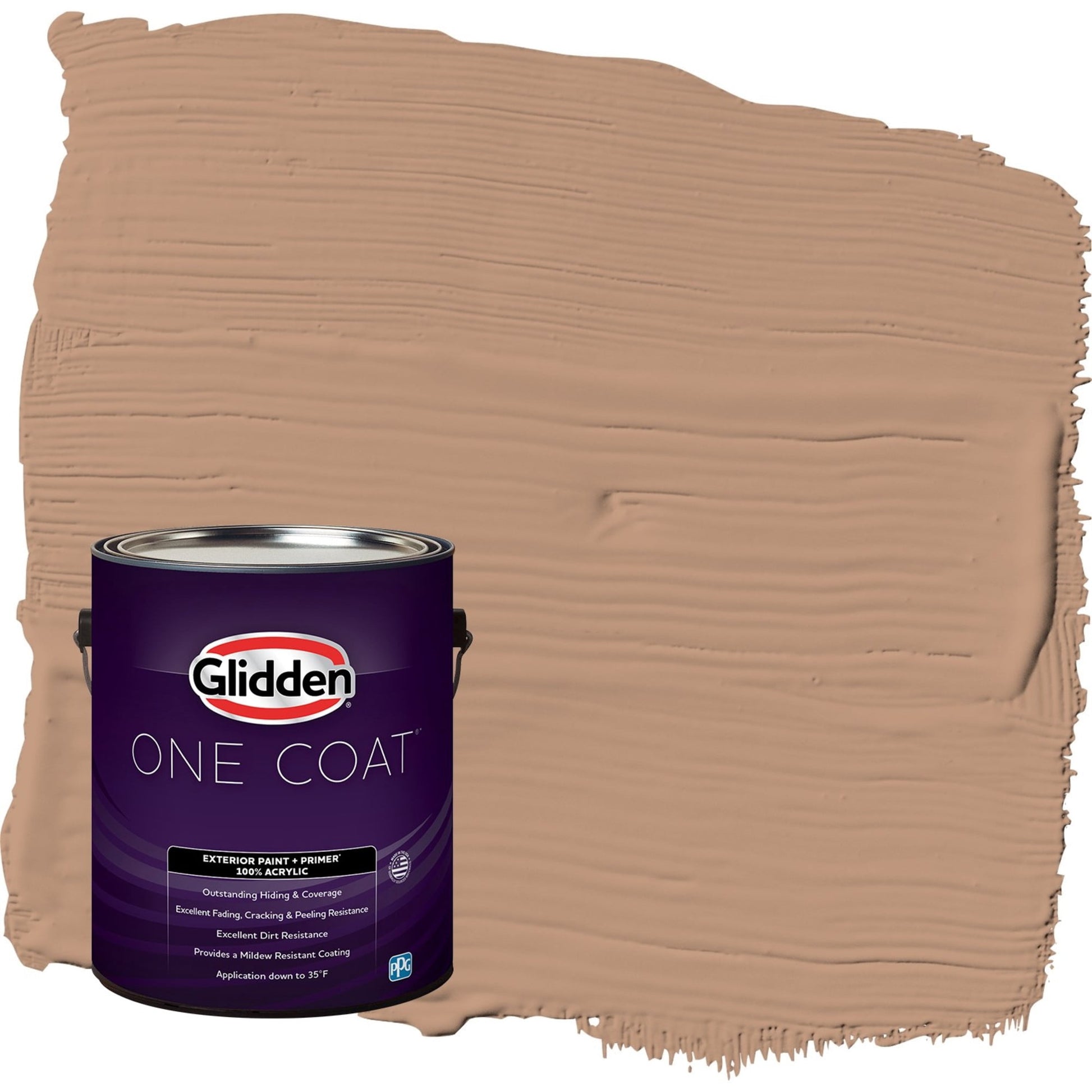 Glidden One Coat Cool Clay / Beige Satin Exterior Paint with Primer, 1 Gallon