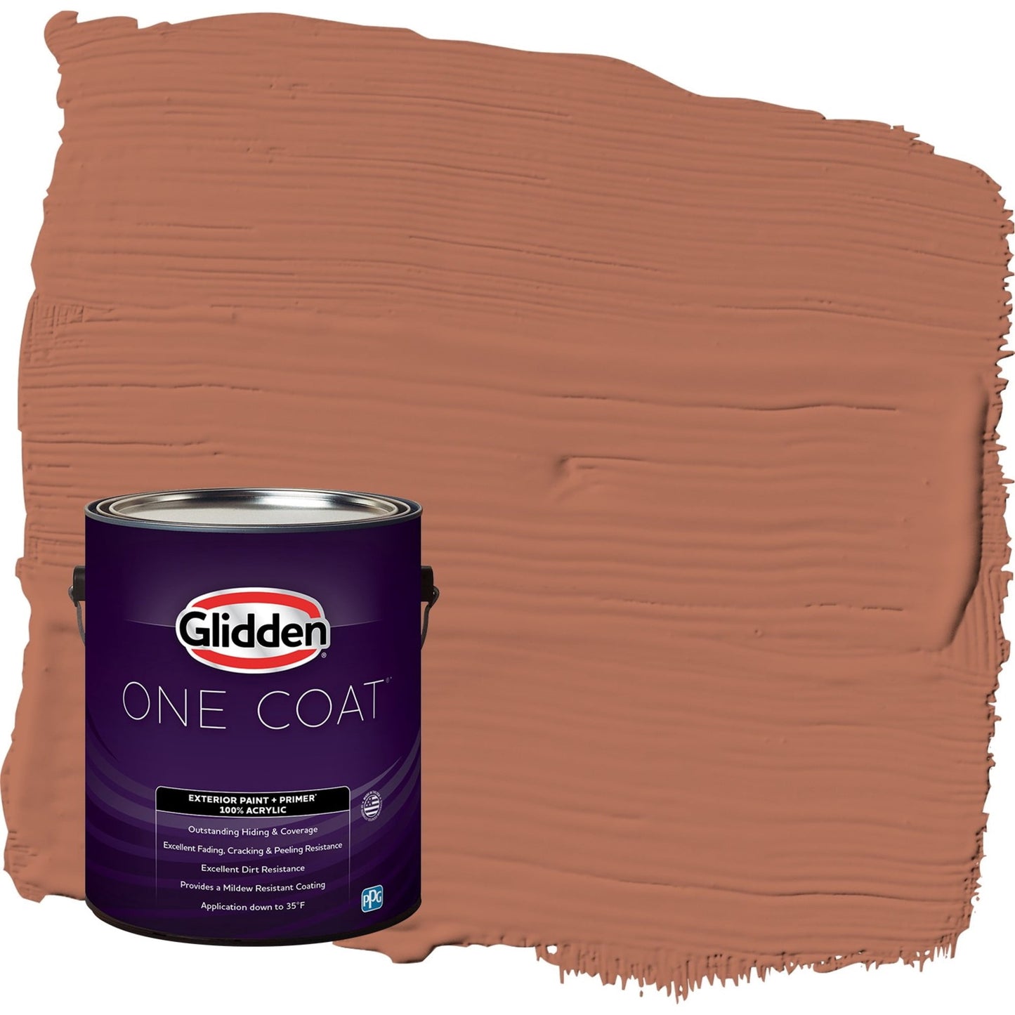 Glidden One Coat Copper Beech / Orange Flat Exterior Paint with Primer, 1 Gallon