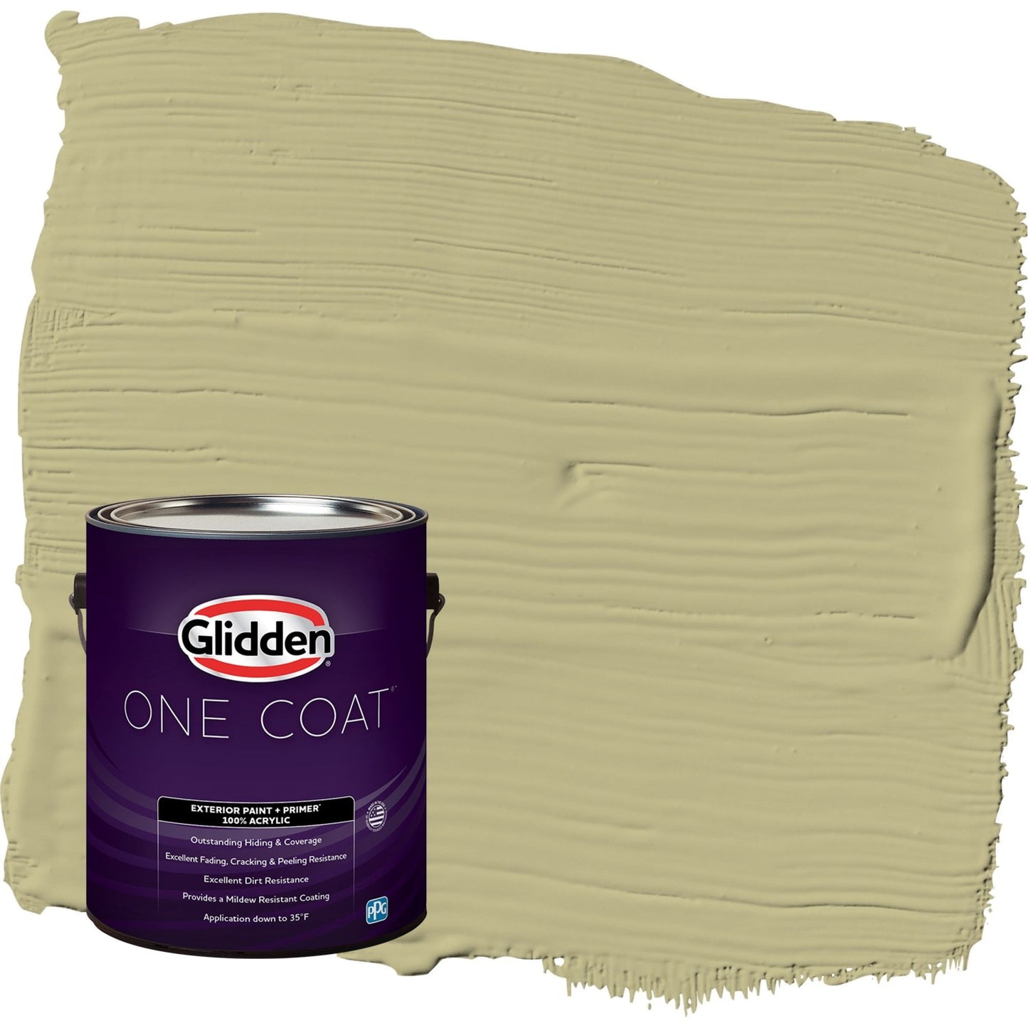 Glidden One Coat Cress Green / Green Flat Exterior Paint with Primer, 1 Gallon