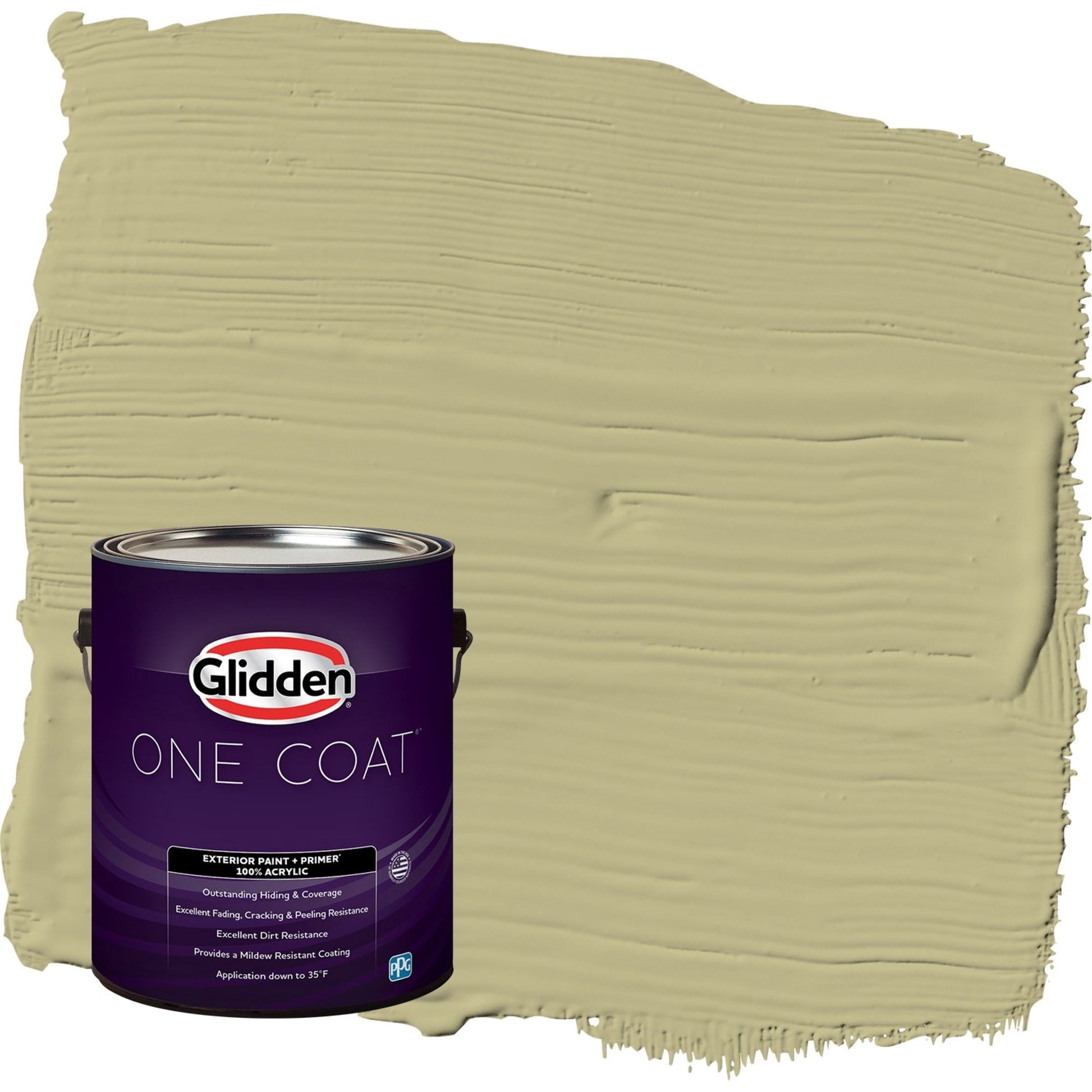 Glidden One Coat Cress Green / Green Flat Exterior Paint with Primer, 1 Gallon