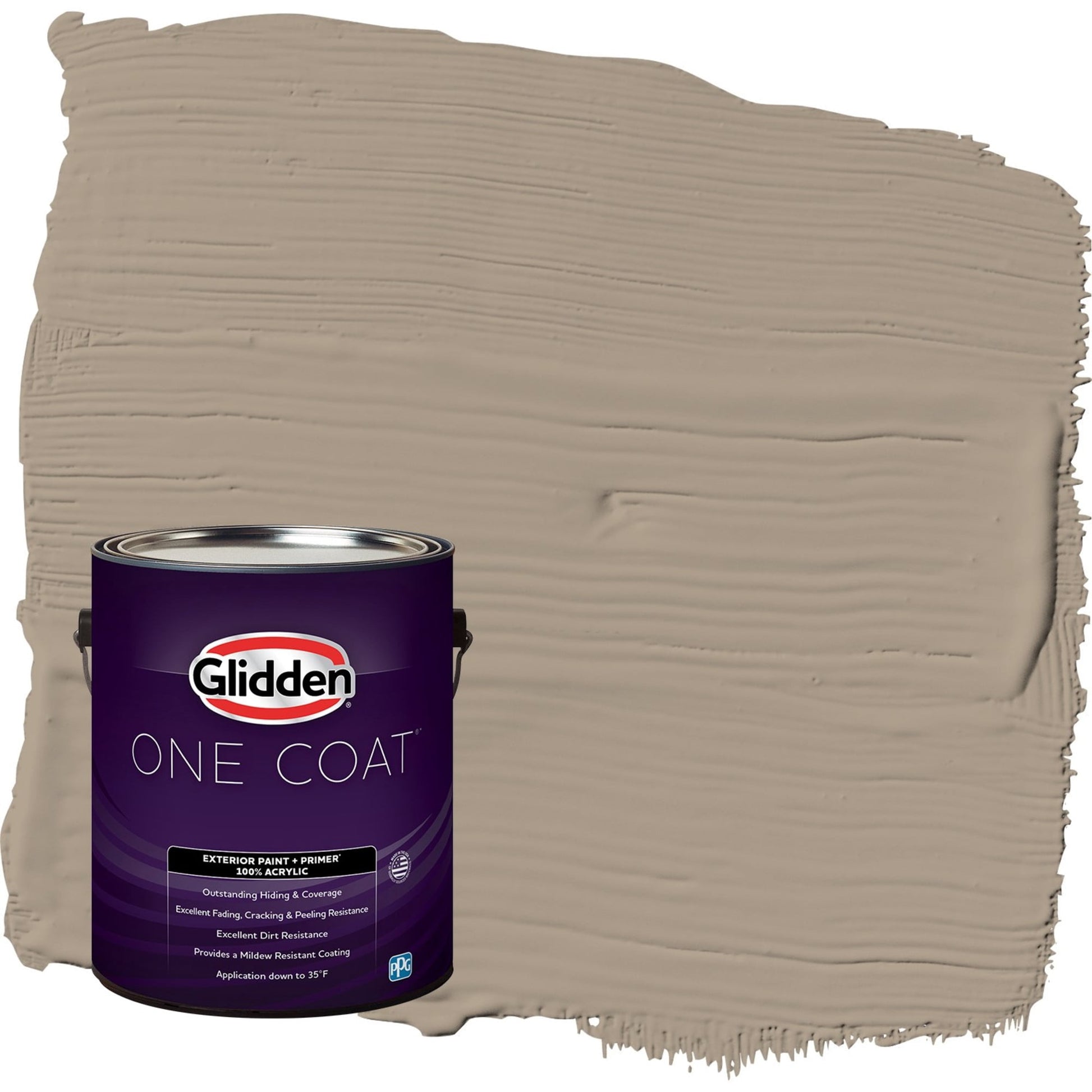 Glidden One Coat Diversion / Gray Flat Exterior Paint with Primer, 1 Gallon