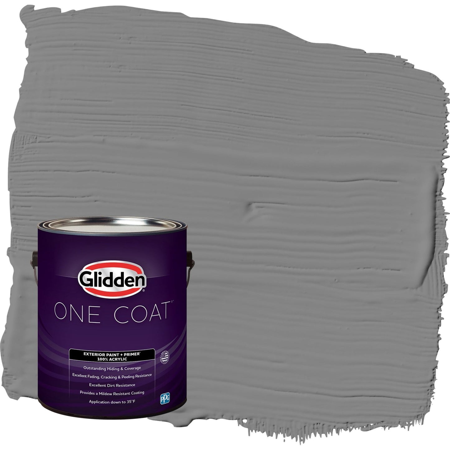 Glidden One Coat Dover Gray / Grey Flat Exterior Paint with Primer, 1 Gallon