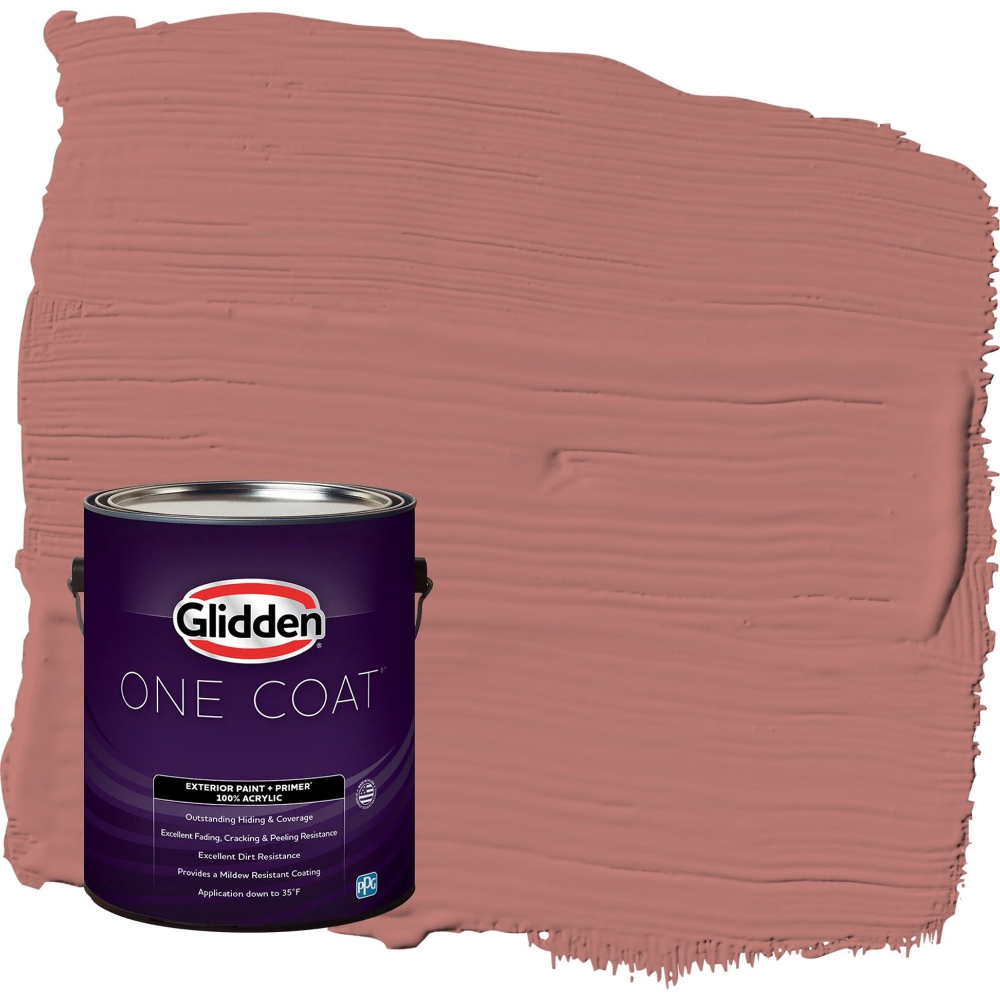 Glidden One Coat Earth Rose / Red Flat Exterior Paint with Primer, 1 Gallon