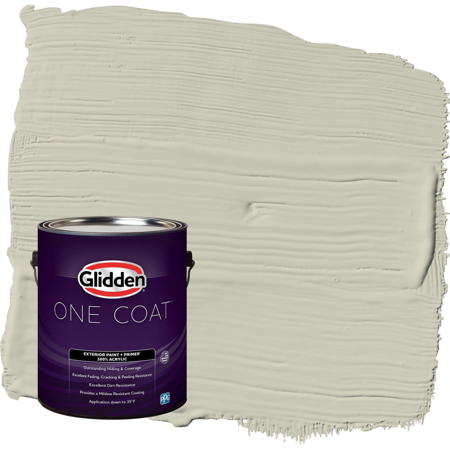 Glidden One Coat French Gray Linen / Grey Flat Exterior Paint with Primer, 1 Gallon