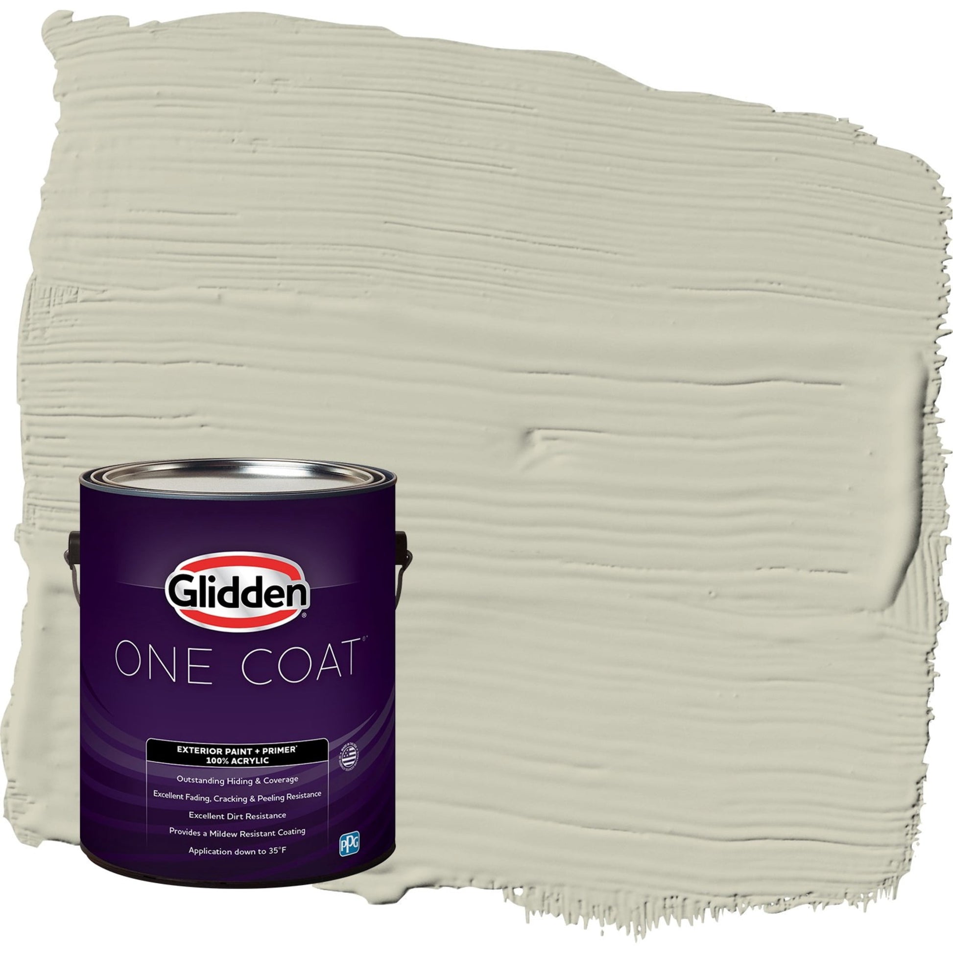 Glidden One Coat French Gray Linen / Grey Flat Exterior Paint with Primer, 1 Gallon